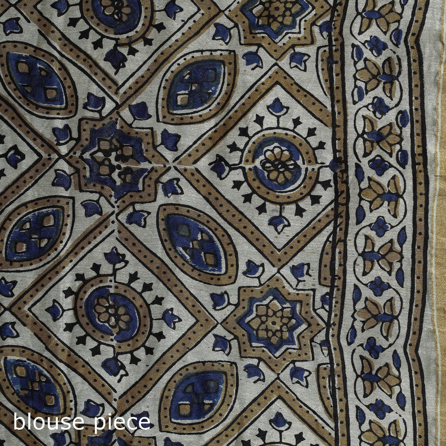 Hand block print natural dyed chanderi silk ajrakh saree 12