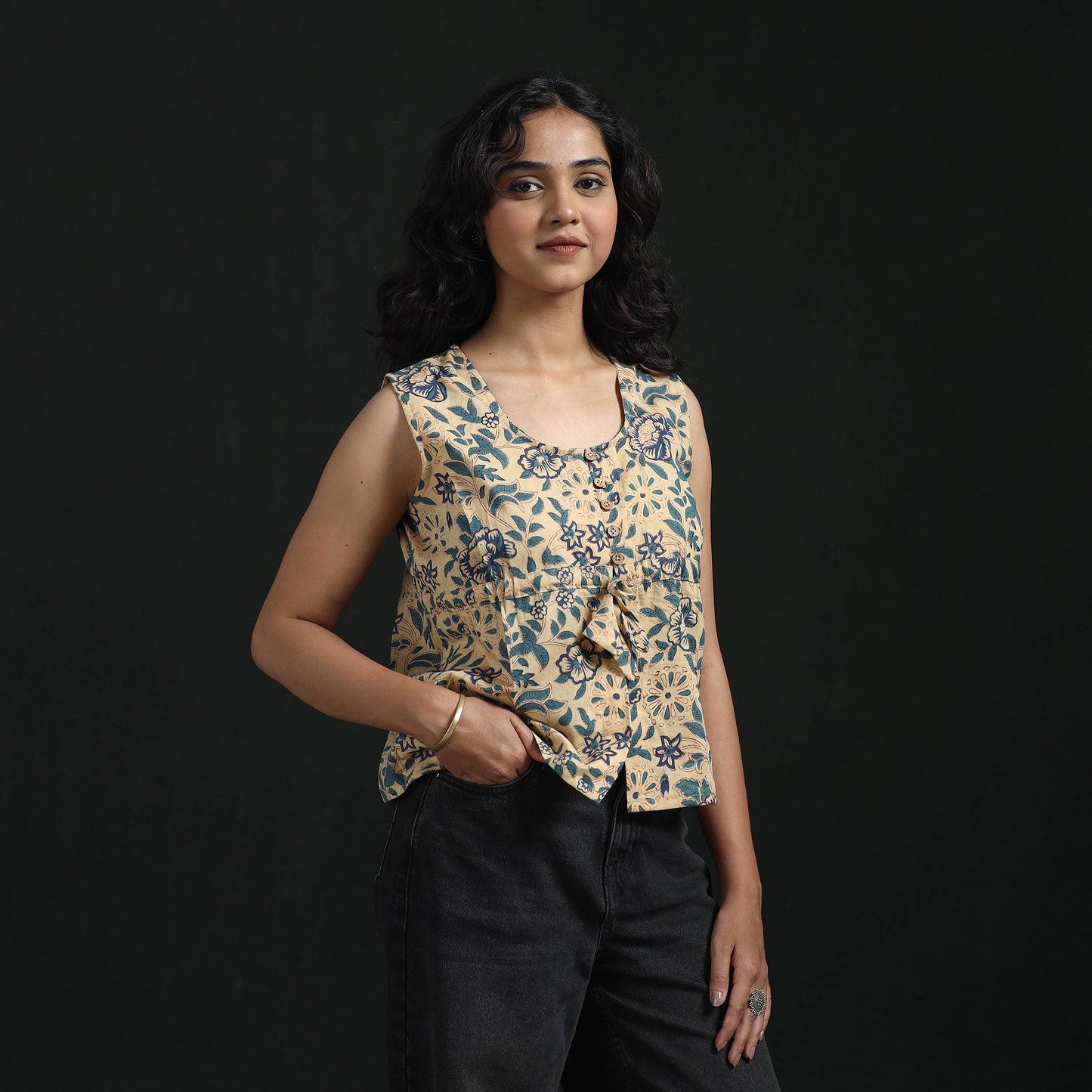 Hand block sanganeri print cotton floral crop top 18
