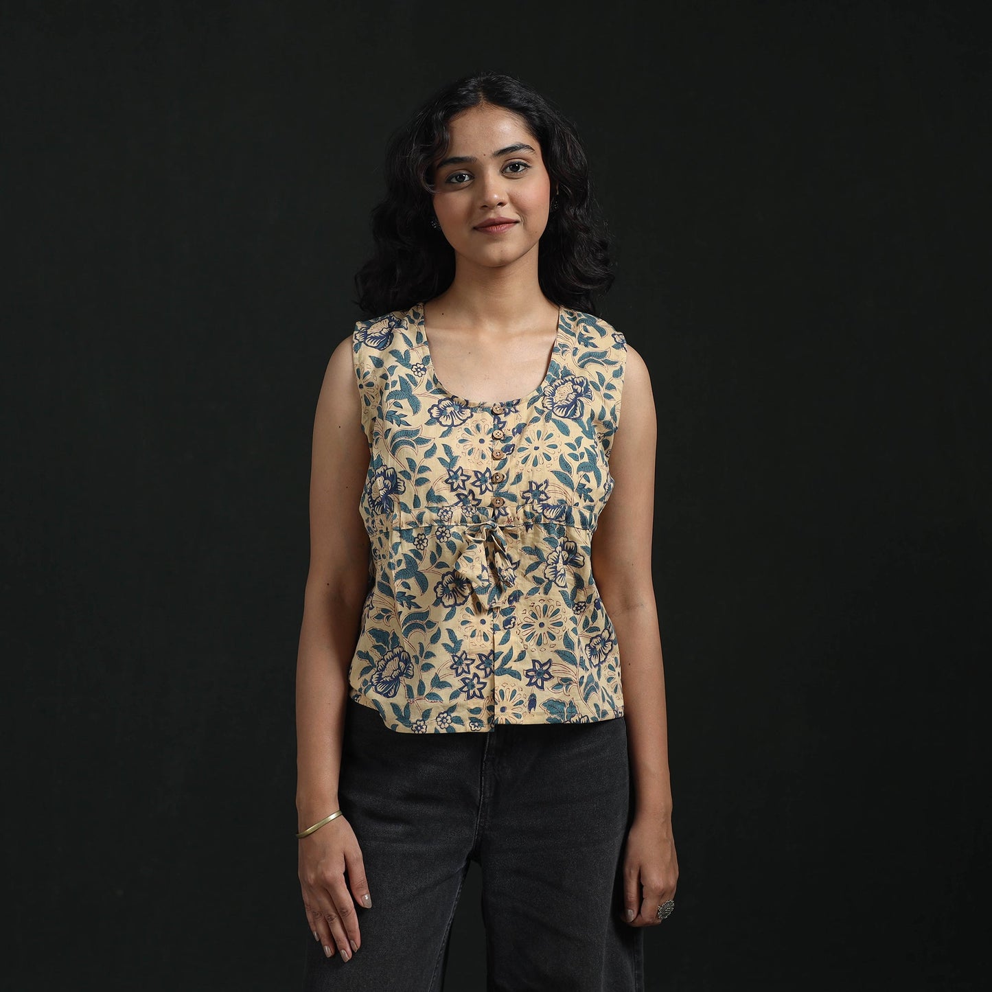 Hand block sanganeri print cotton floral crop top 18