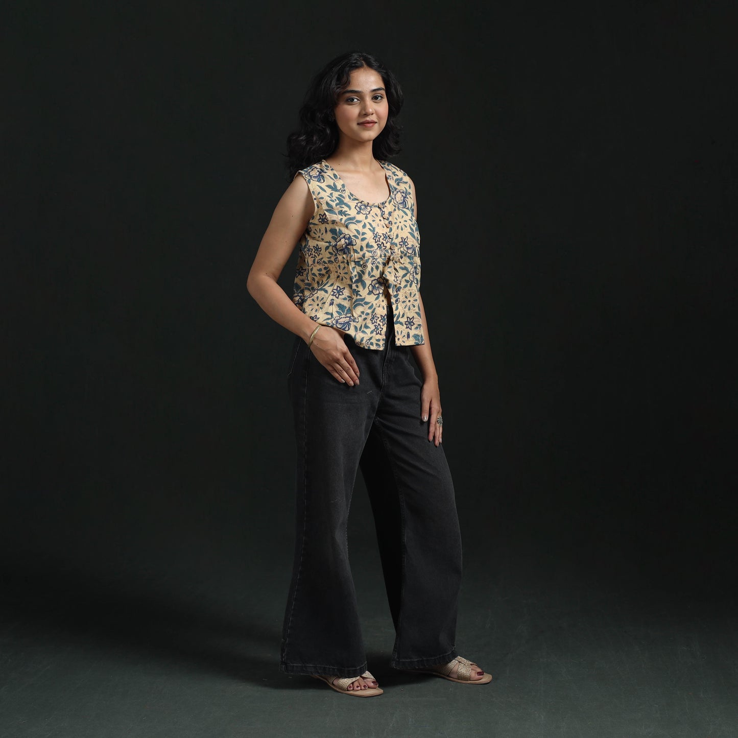 Hand block sanganeri print cotton floral crop top 18