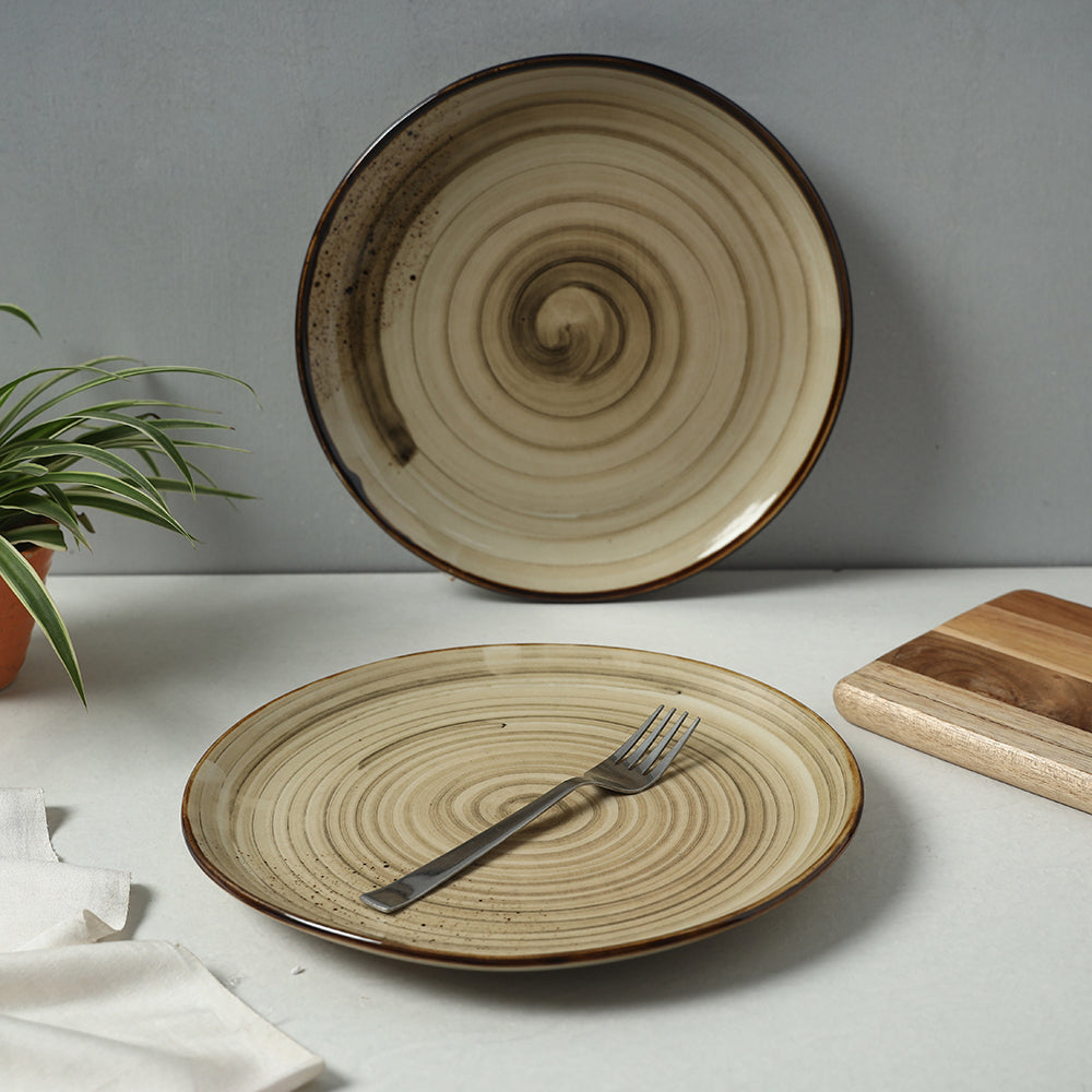 Hand Glazed Beige Ceramic Plates