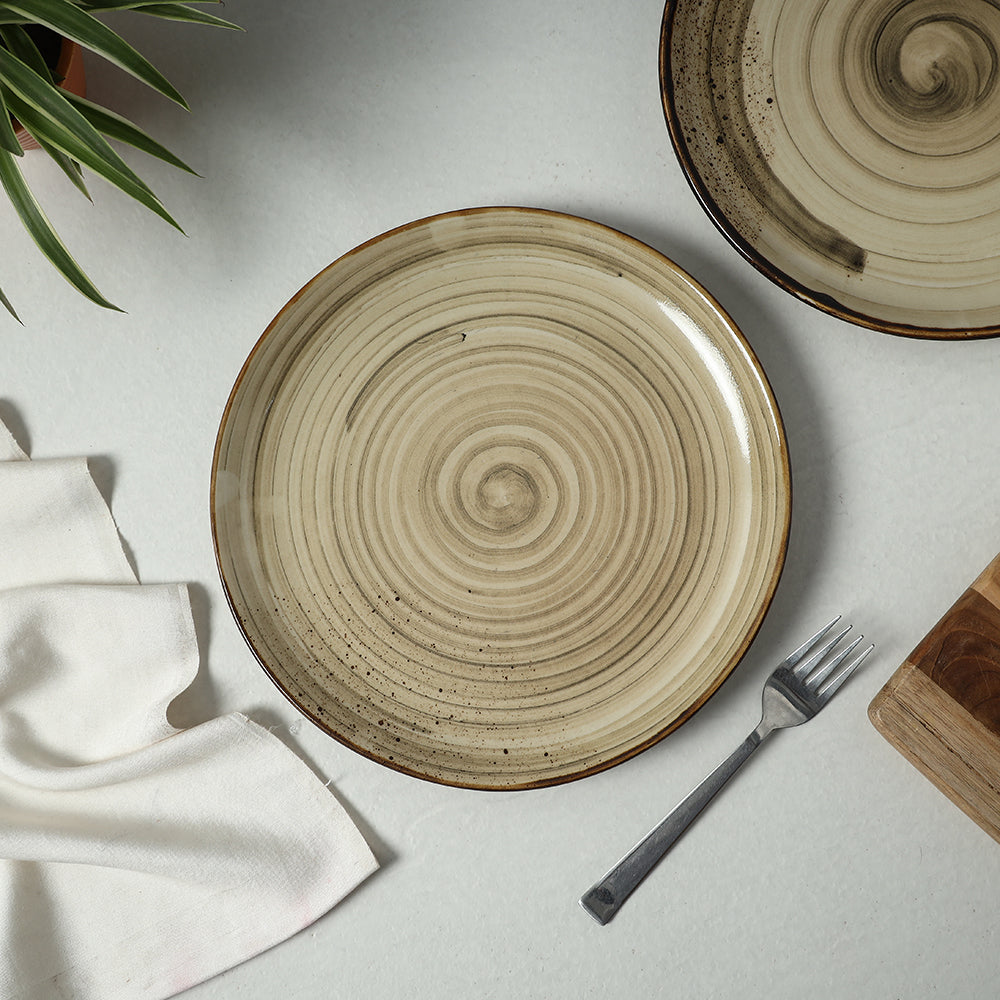 Hand Glazed Beige Ceramic Plates