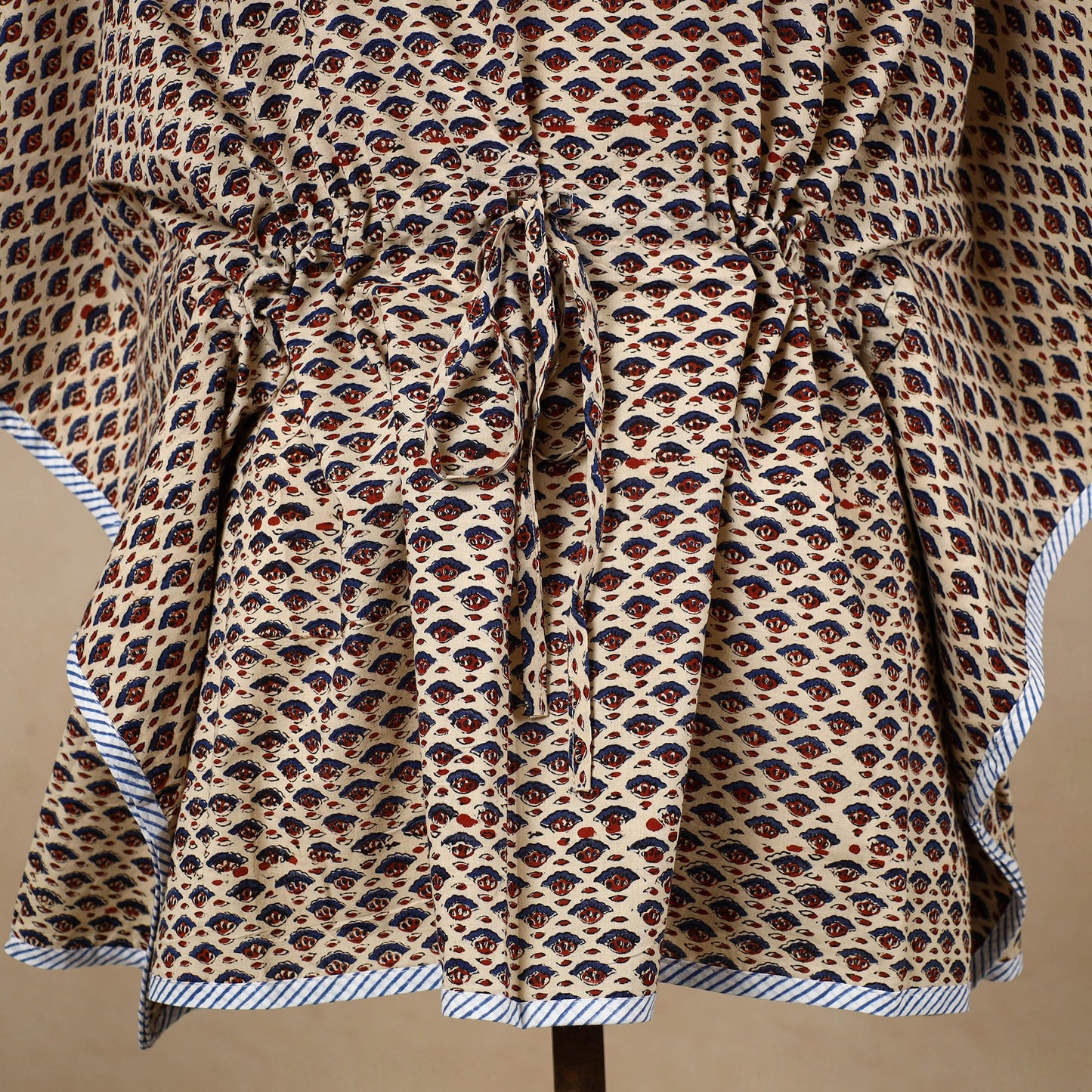 Hand Block Printed Cotton Kaftan with Tie-Up Waist