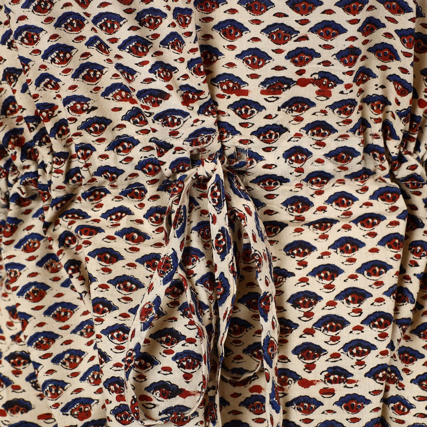 Hand Block Printed Cotton Kaftan with Tie-Up Waist