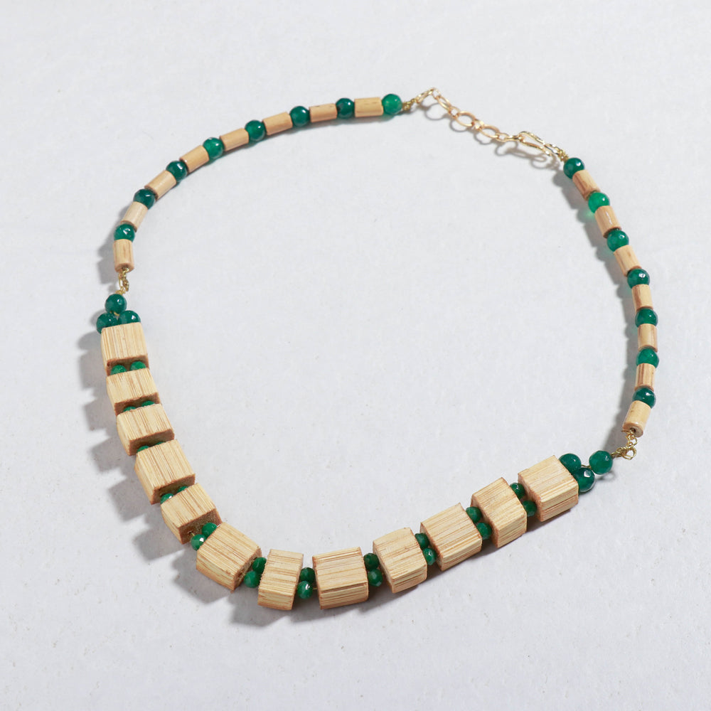 Buy Handcrafted Bamboo Necklace with Green Beads Online