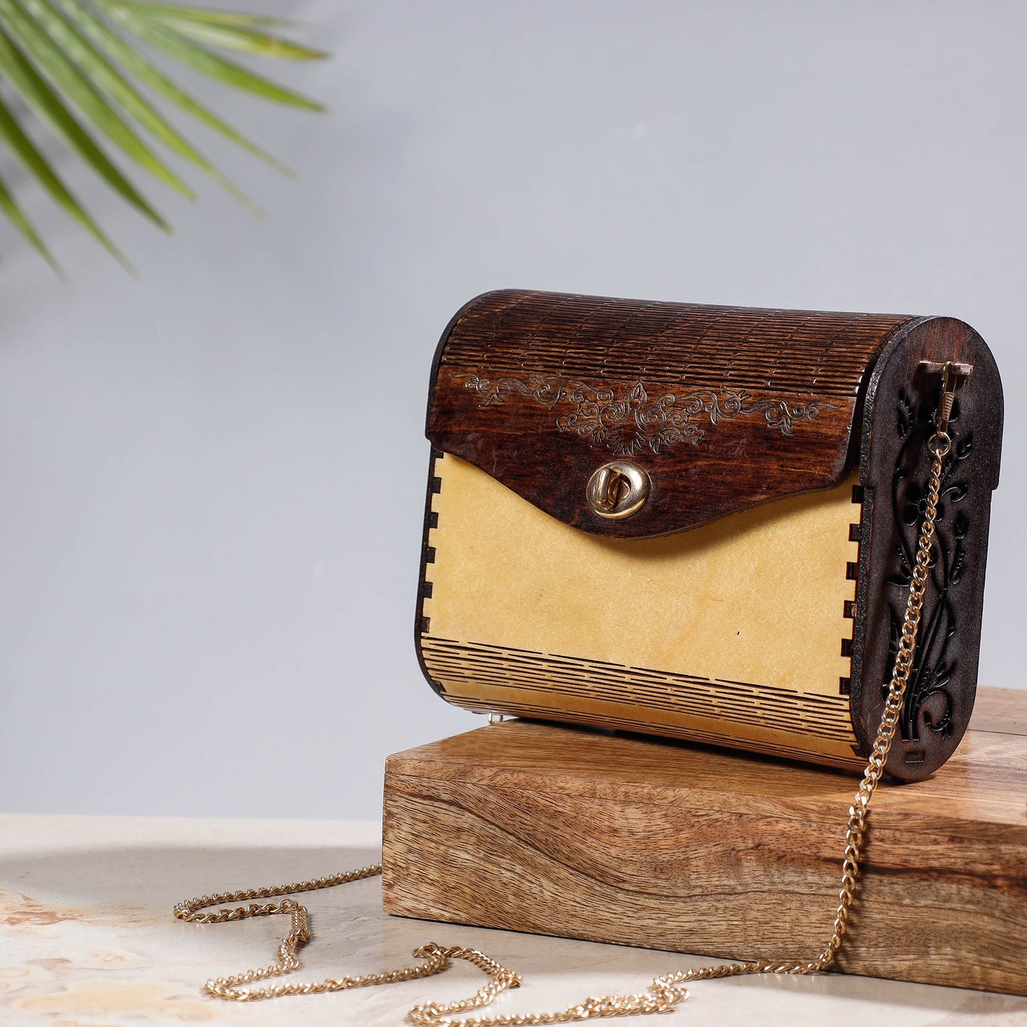 Handcrafted Birch Wooden Sling Bag