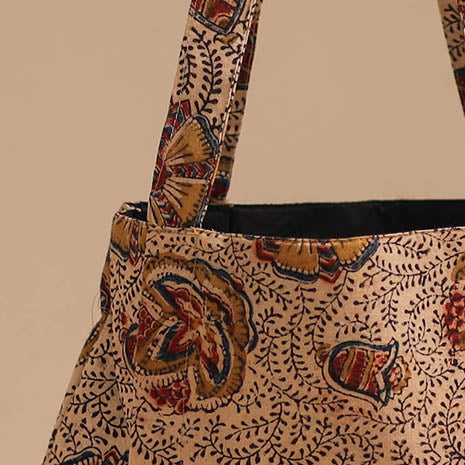 Beige - handcrafted cotton jhola bag 13