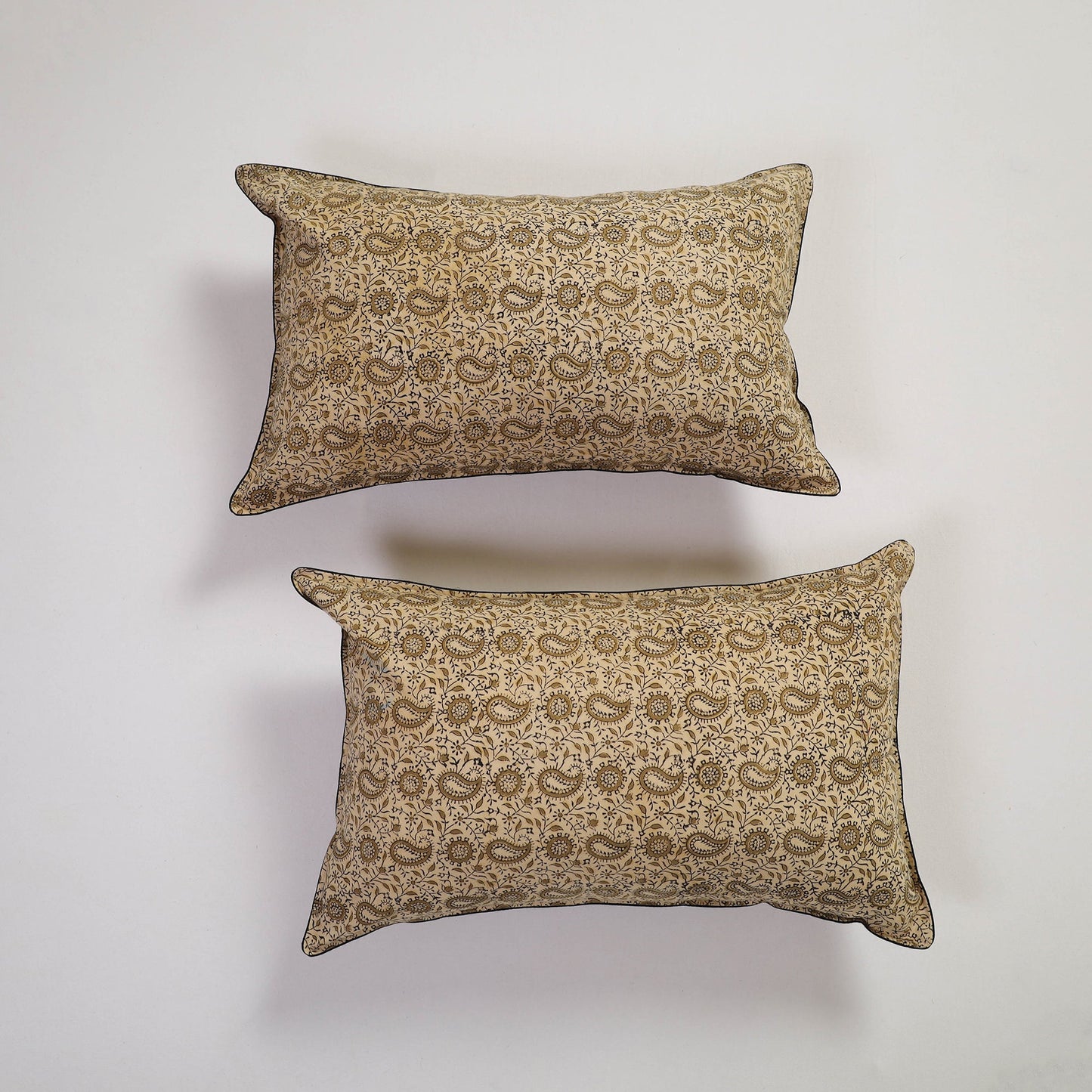 Beige Handcrafted Cotton Pillow Cover (Set of 2)