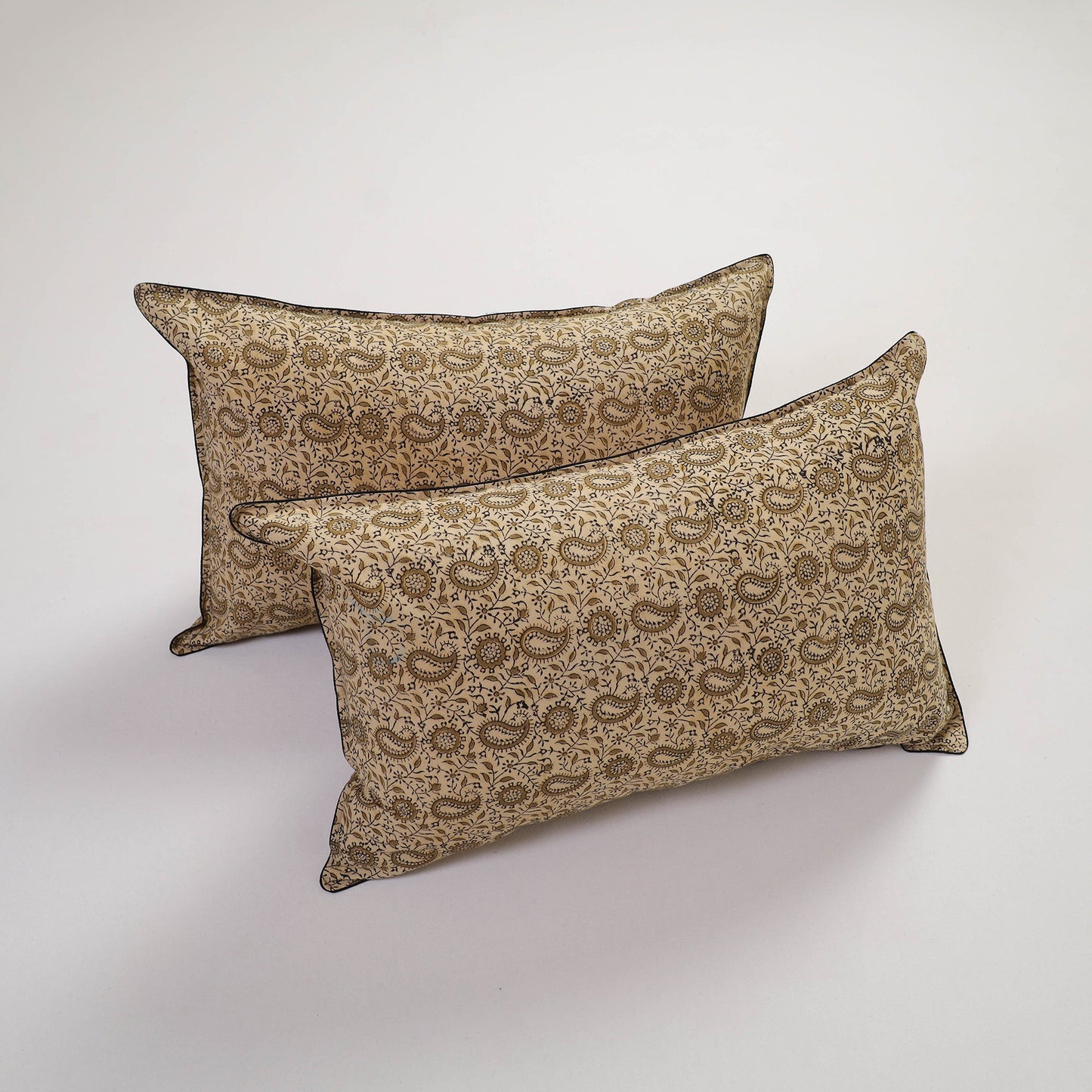 Beige Handcrafted Cotton Pillow Cover (Set of 2)