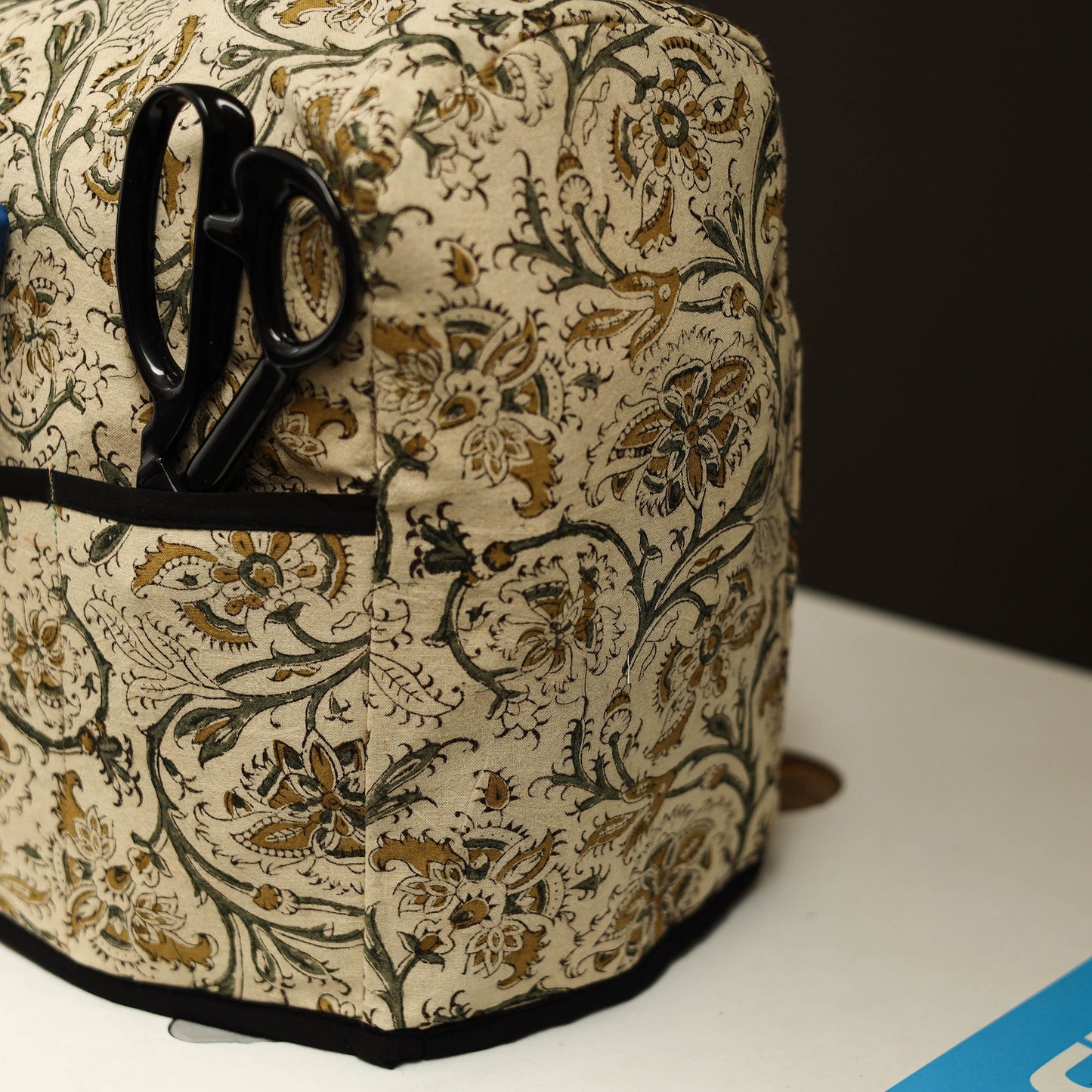 Beige Handcrafted Cotton Sewing Machine Cover