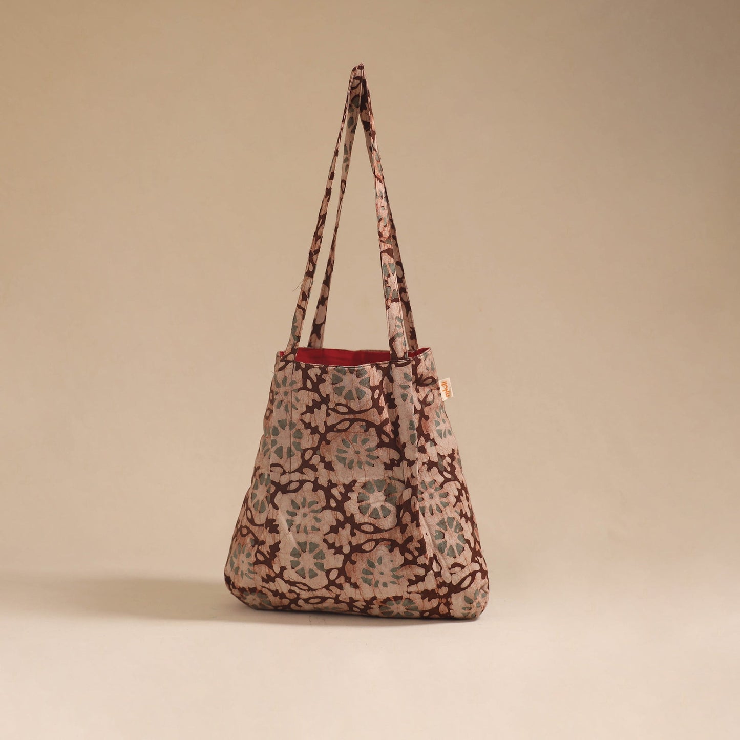 Red - handcrafted fabric jhola bag 03
