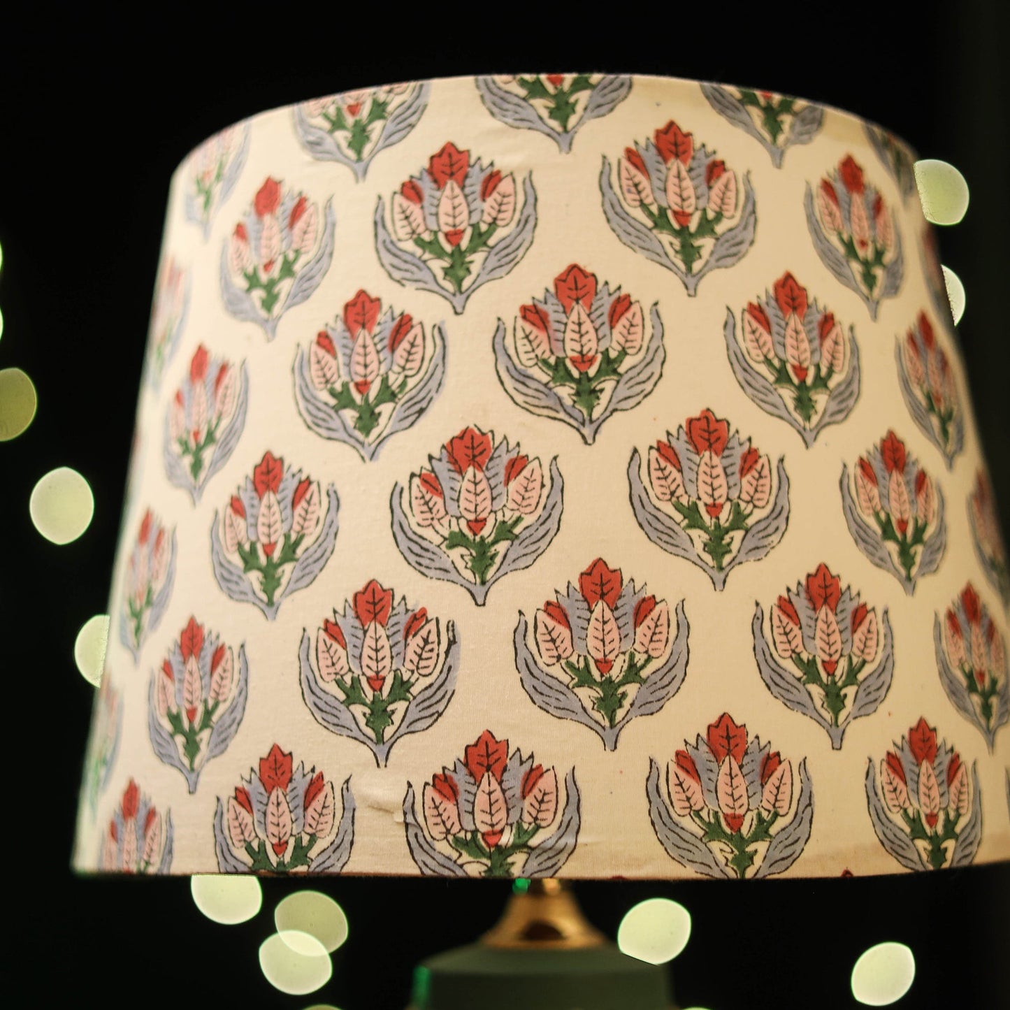 Beige - handcrafted floral fabric lamp shade 03