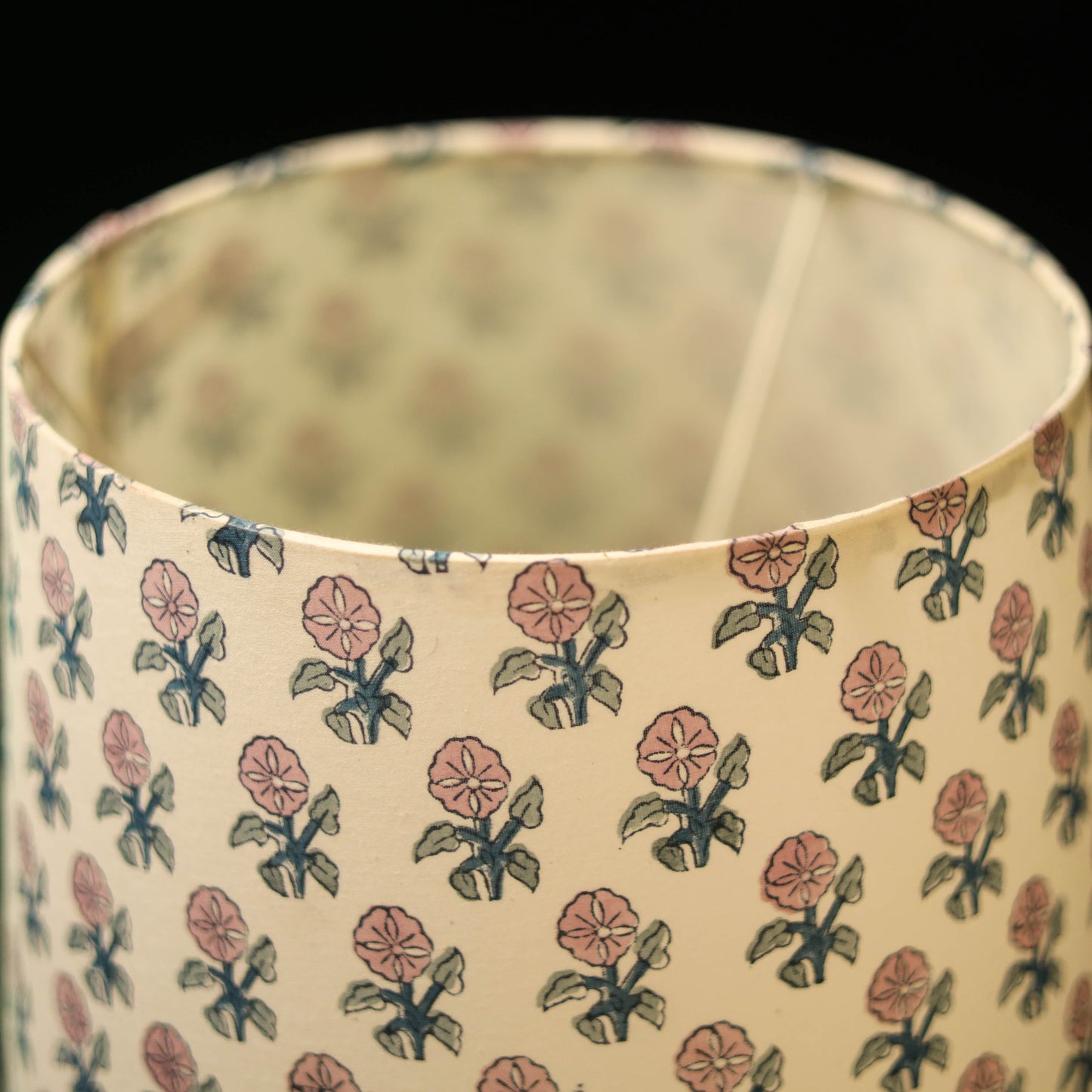 Beige - handcrafted floral fabric lamp shade 06