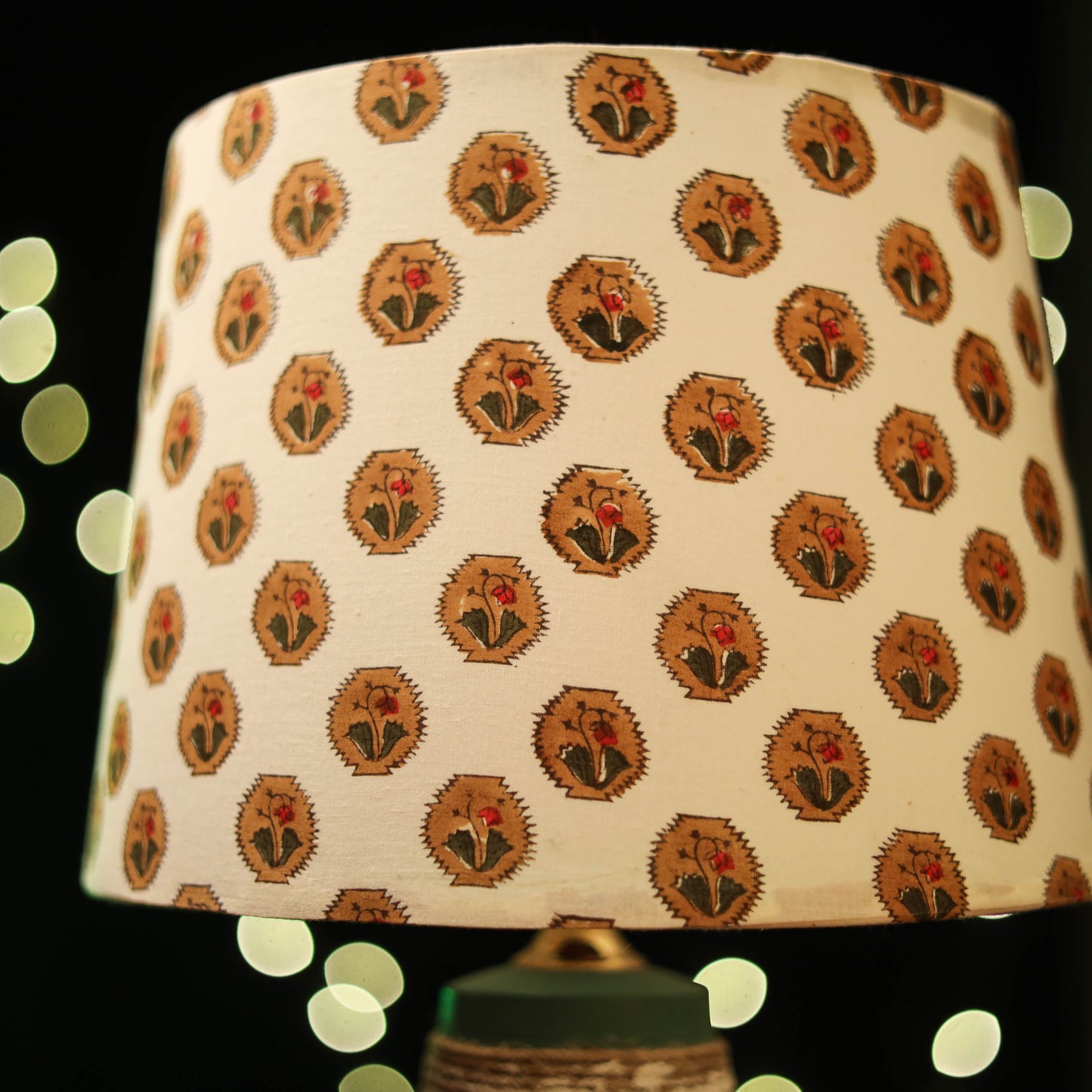 Beige - handcrafted floral fabric lamp shade 09