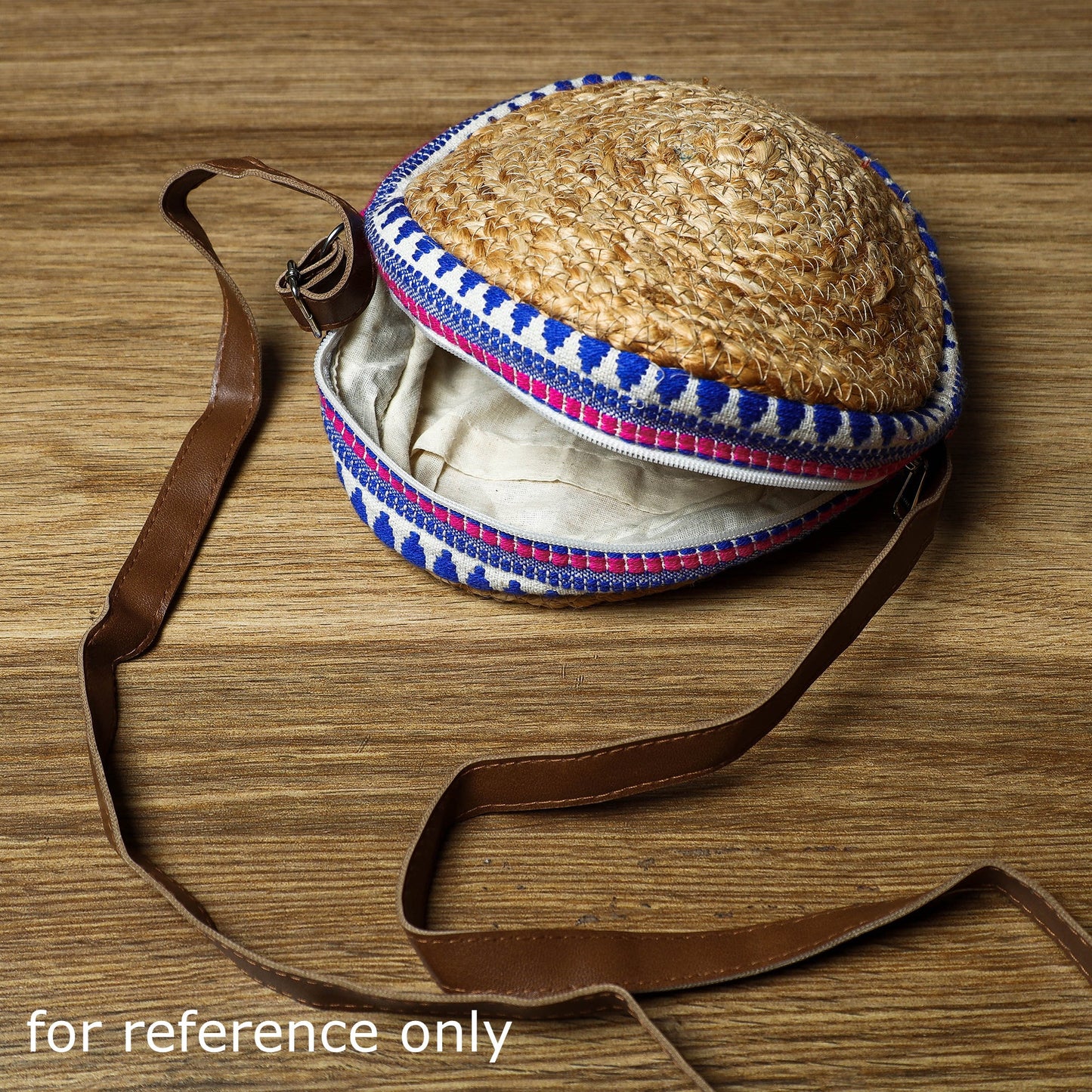 Beige Handcrafted Multipurpose Jute Round Sling Bag