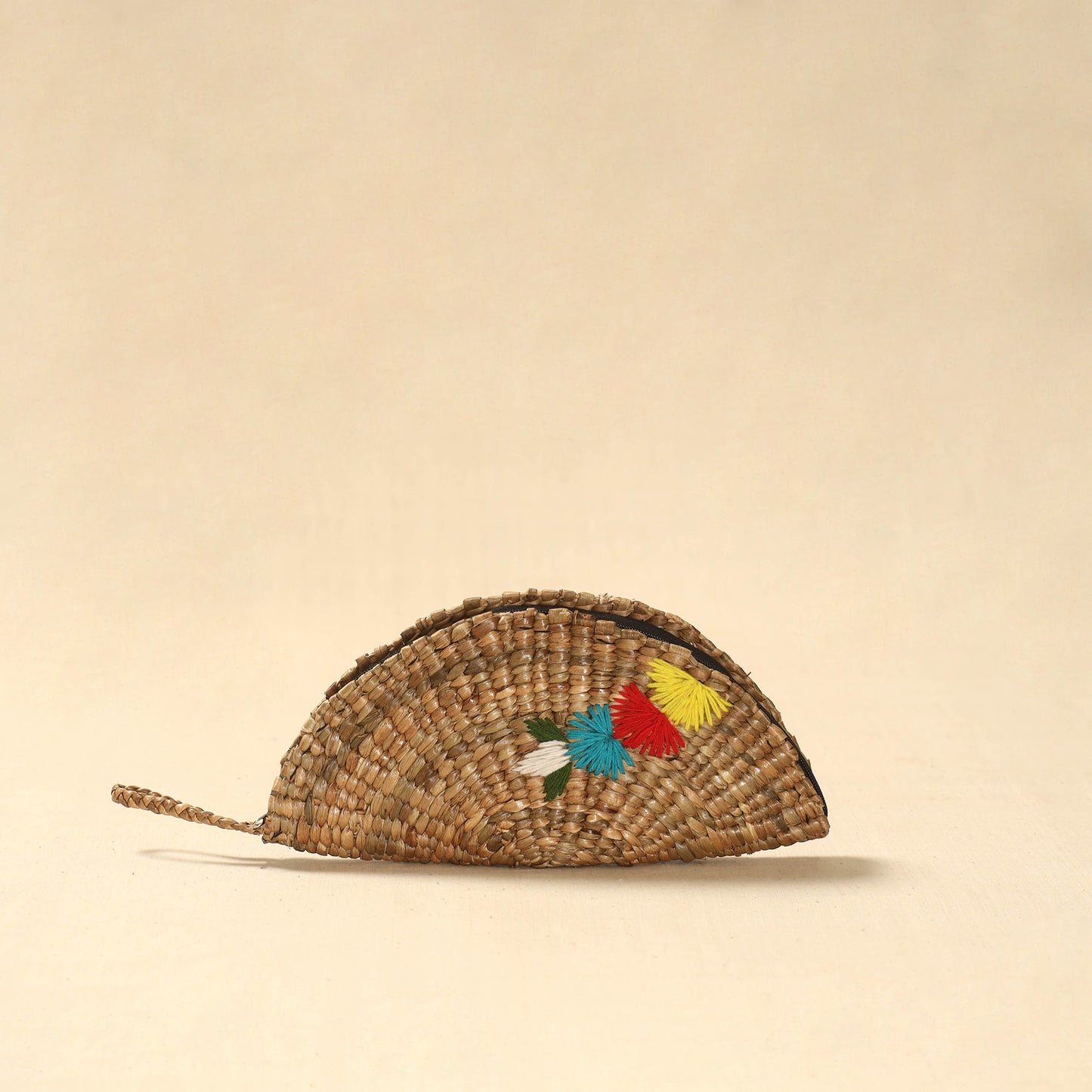 Handcrafted natural water hyacinth reed hand embroidered