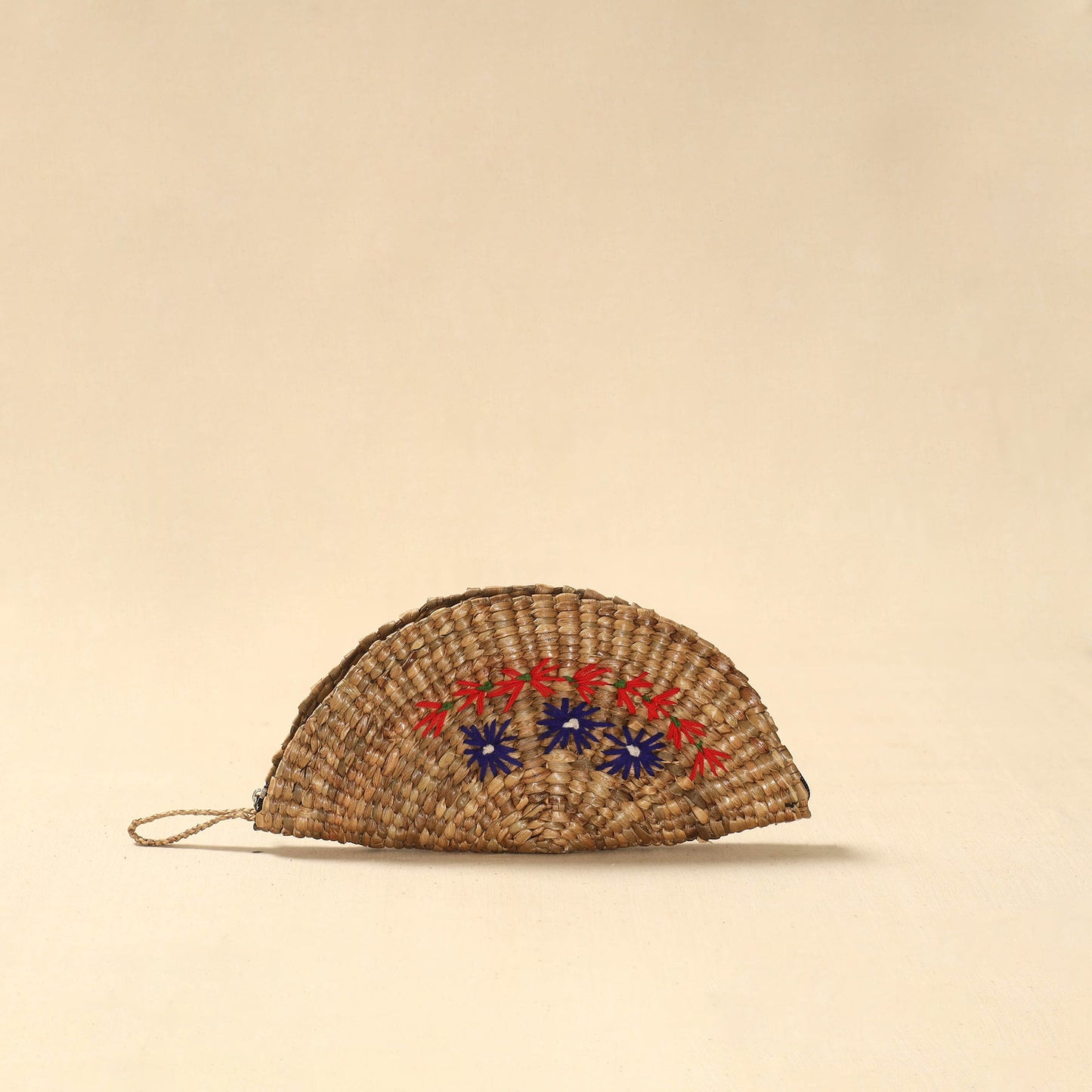 Handcrafted natural water hyacinth reed hand embroidered