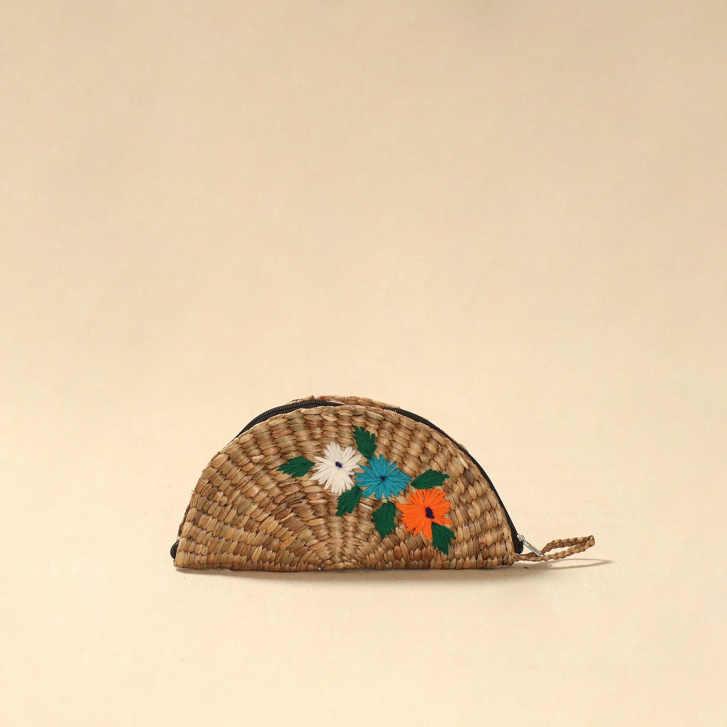 Handcrafted natural water hyacinth reed hand embroidered