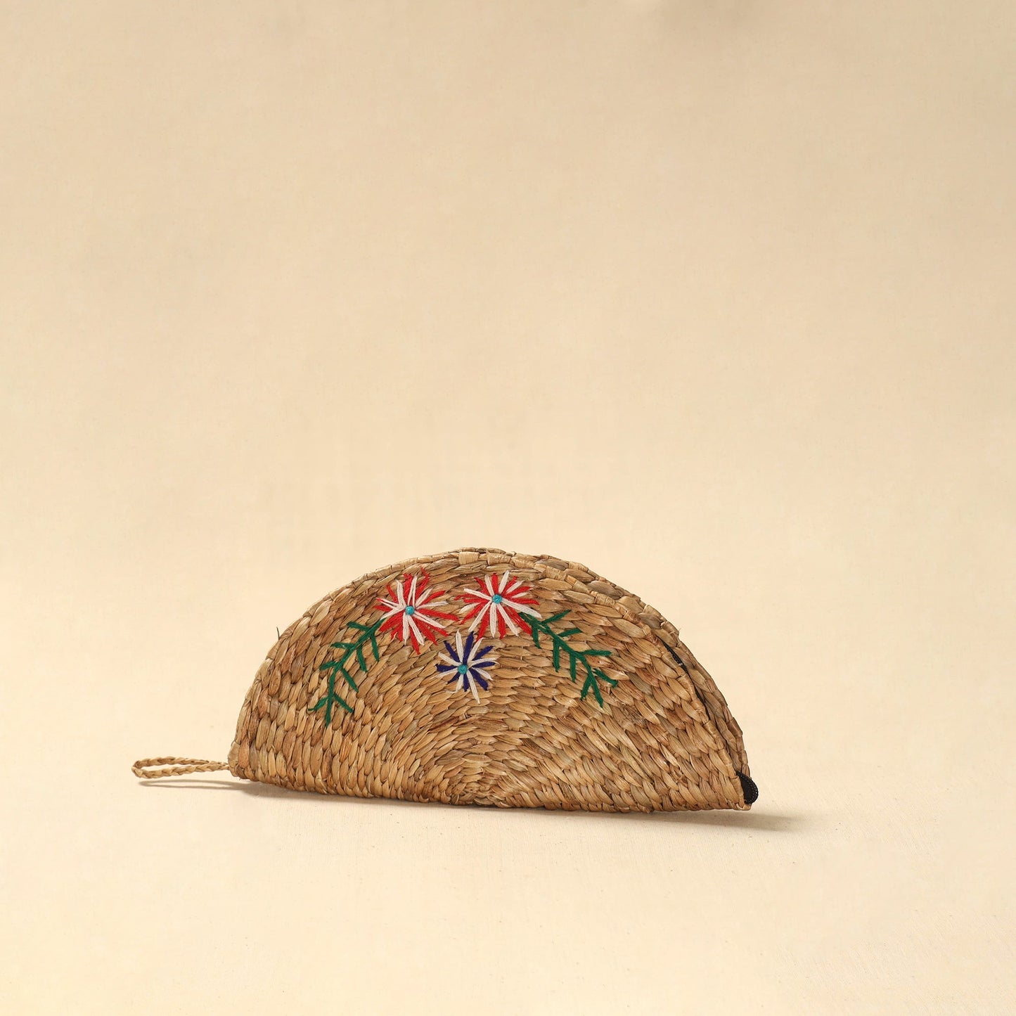 Handcrafted natural water hyacinth reed hand embroidered