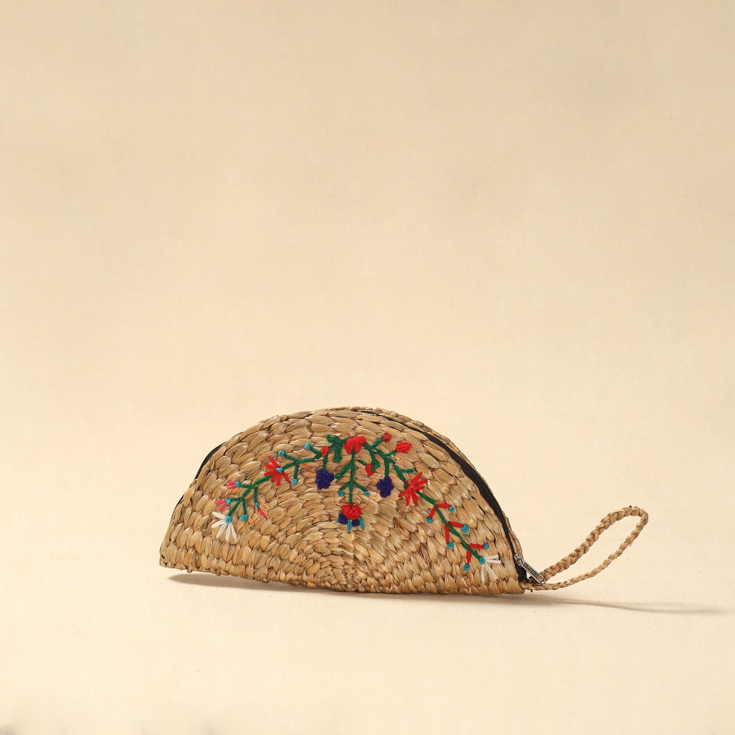 Handcrafted natural water hyacinth reed hand embroidered