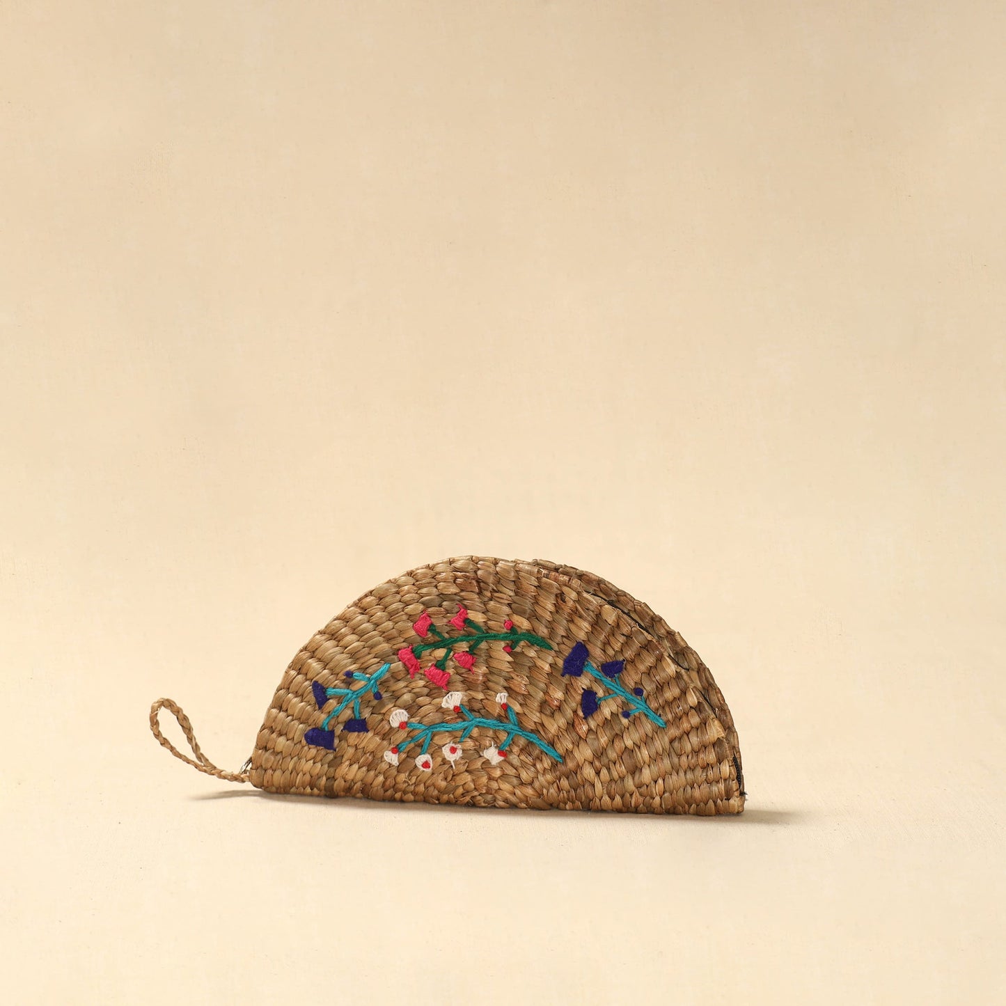 Handcrafted natural water hyacinth reed hand embroidered