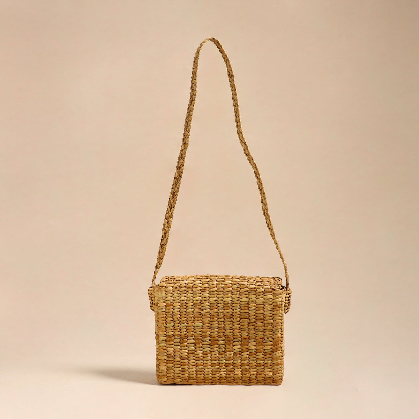 Pink Handcrafted Natural Water Reed Embroidered Sling Bag