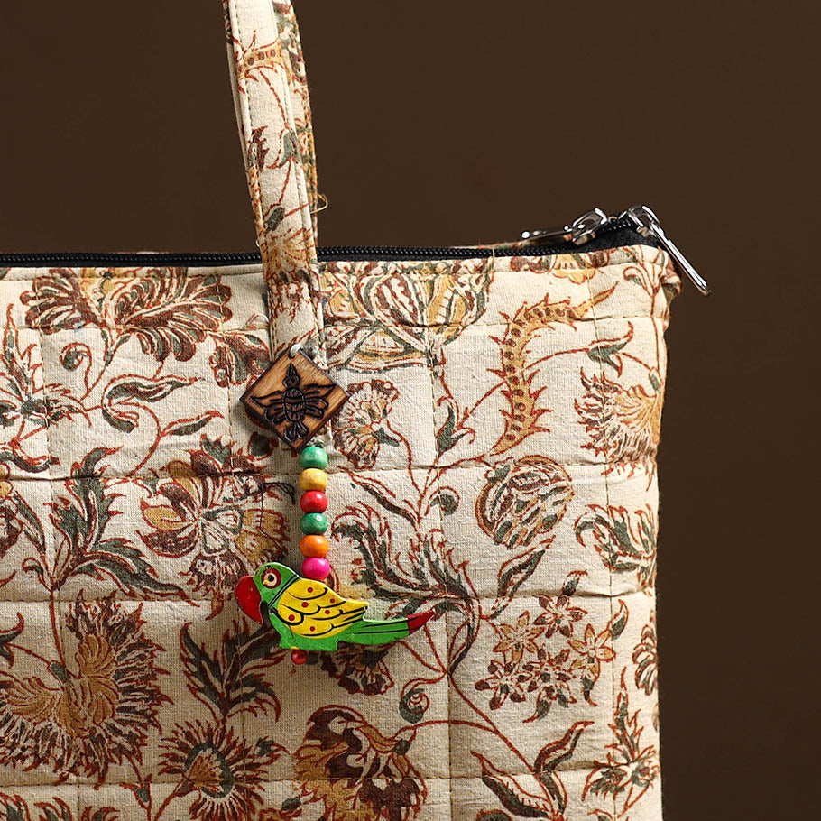 Beige Handcrafted Quilted Cotton Hand Bag 22
