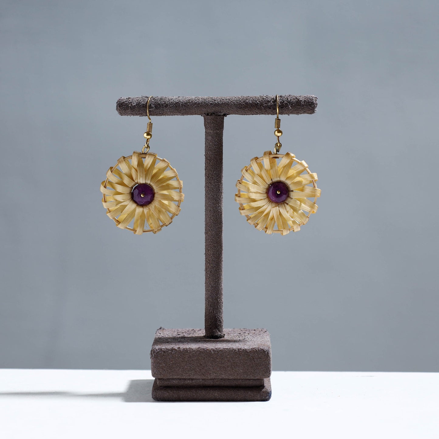 Handcrafted Round Shaped Bamboo Earrings Online at iTokri.com