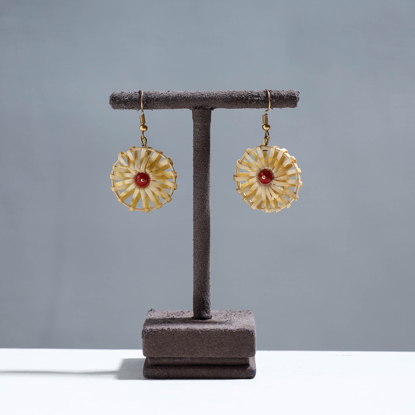 Handcrafted Round Shaped Bamboo Earrings