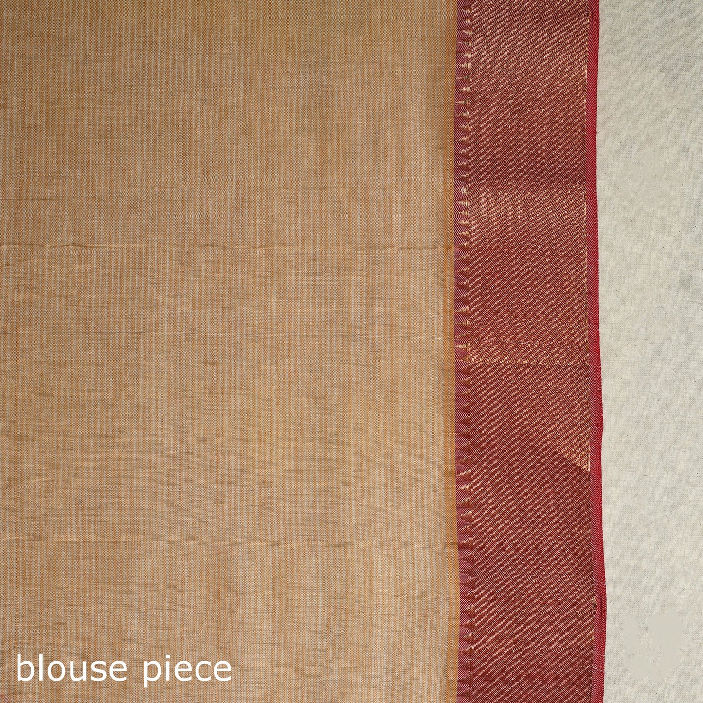 Beige Handloom Cotton Zari Border Mangalagiri Saree