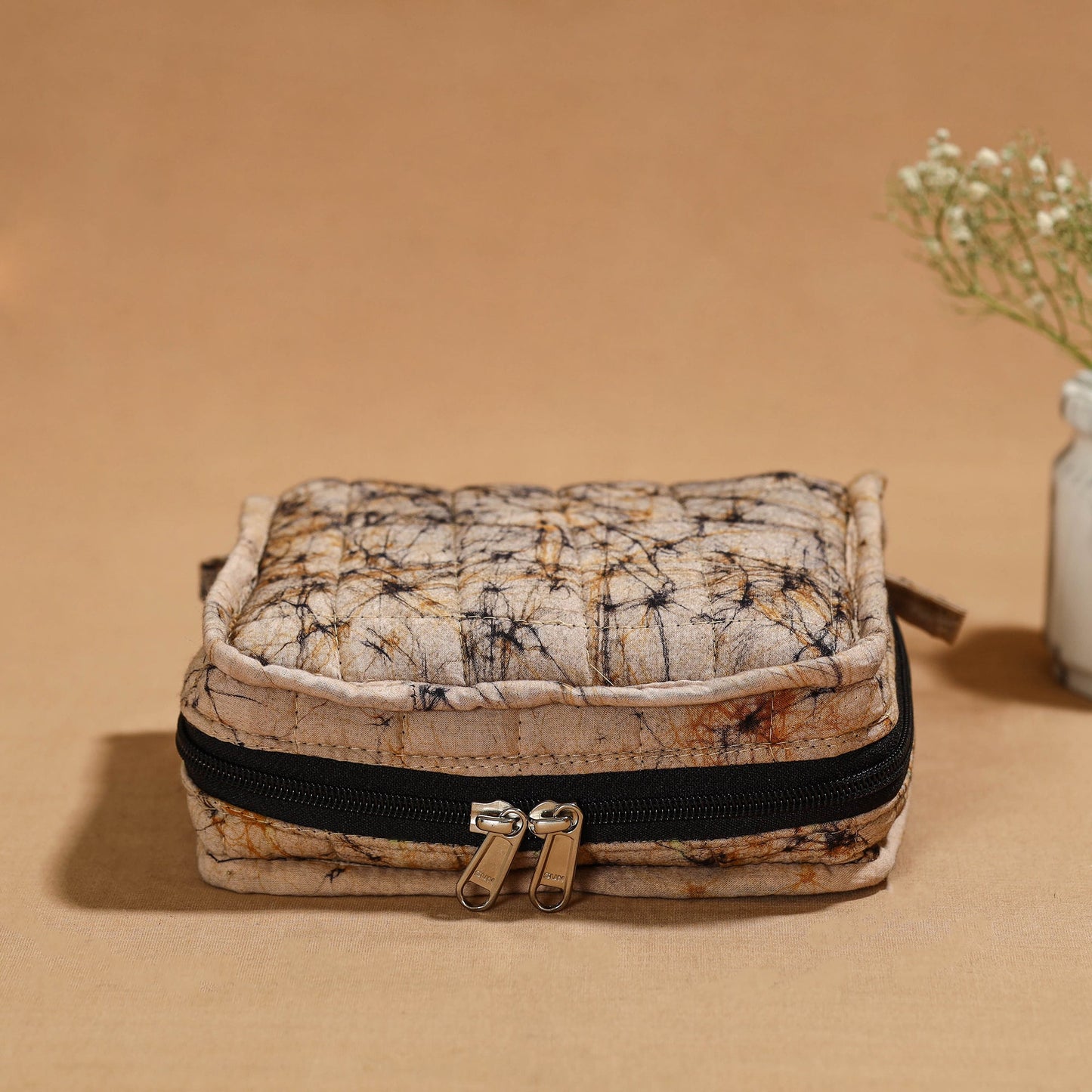 Beige Handmade 4 Pockets Cotton Jewelry Bag 11