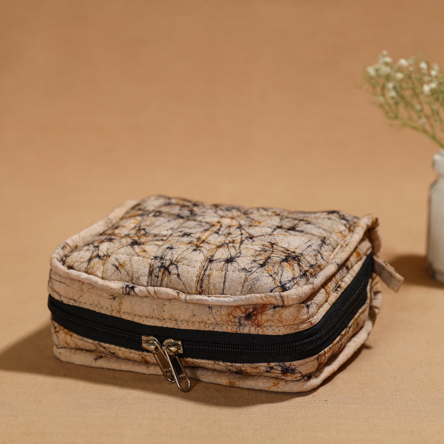 Beige Handmade 4 Pockets Cotton Jewelry Bag 11