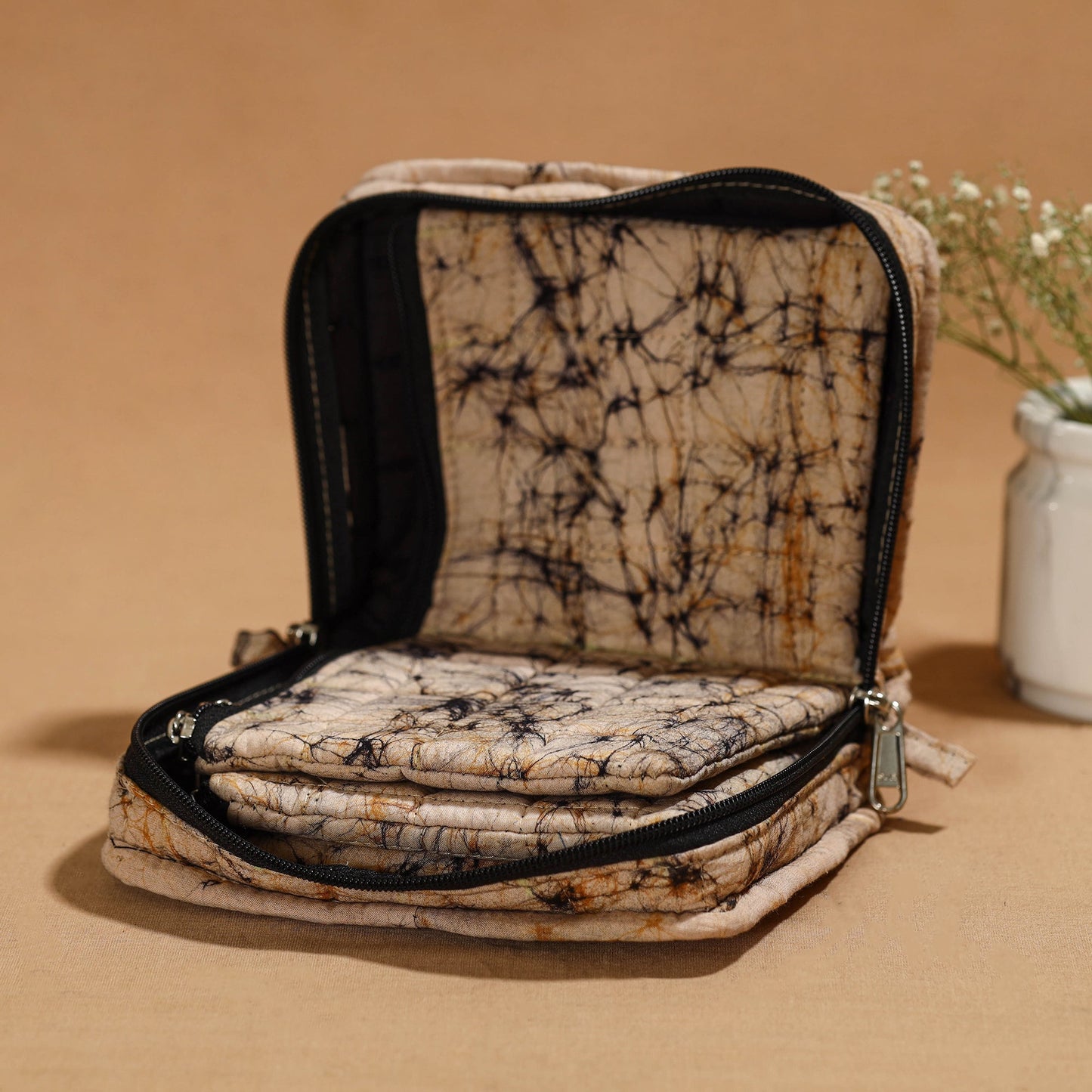 Beige Handmade 4 Pockets Cotton Jewelry Bag 11