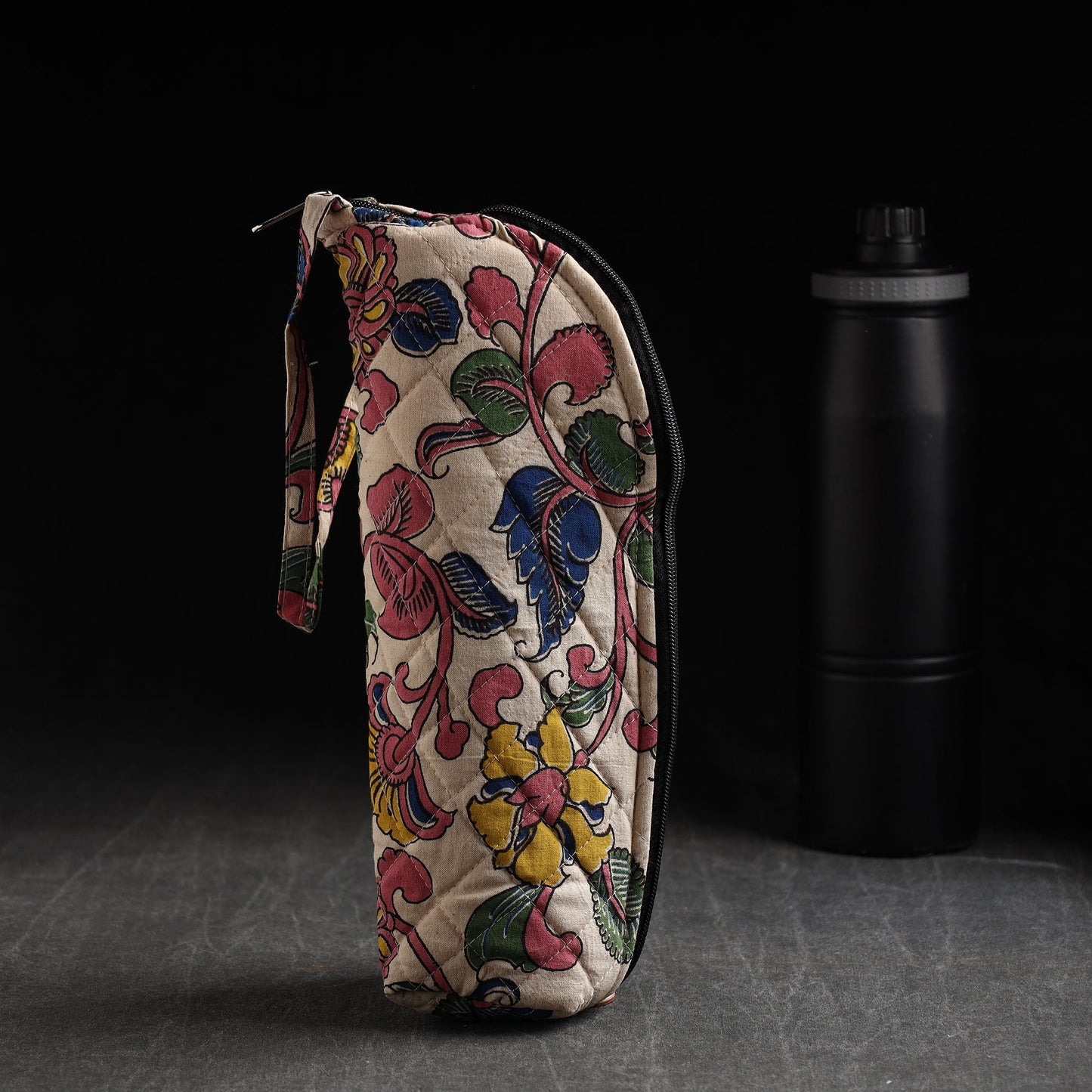 Beige Handmade Cotton 1L Water Bottle Cover