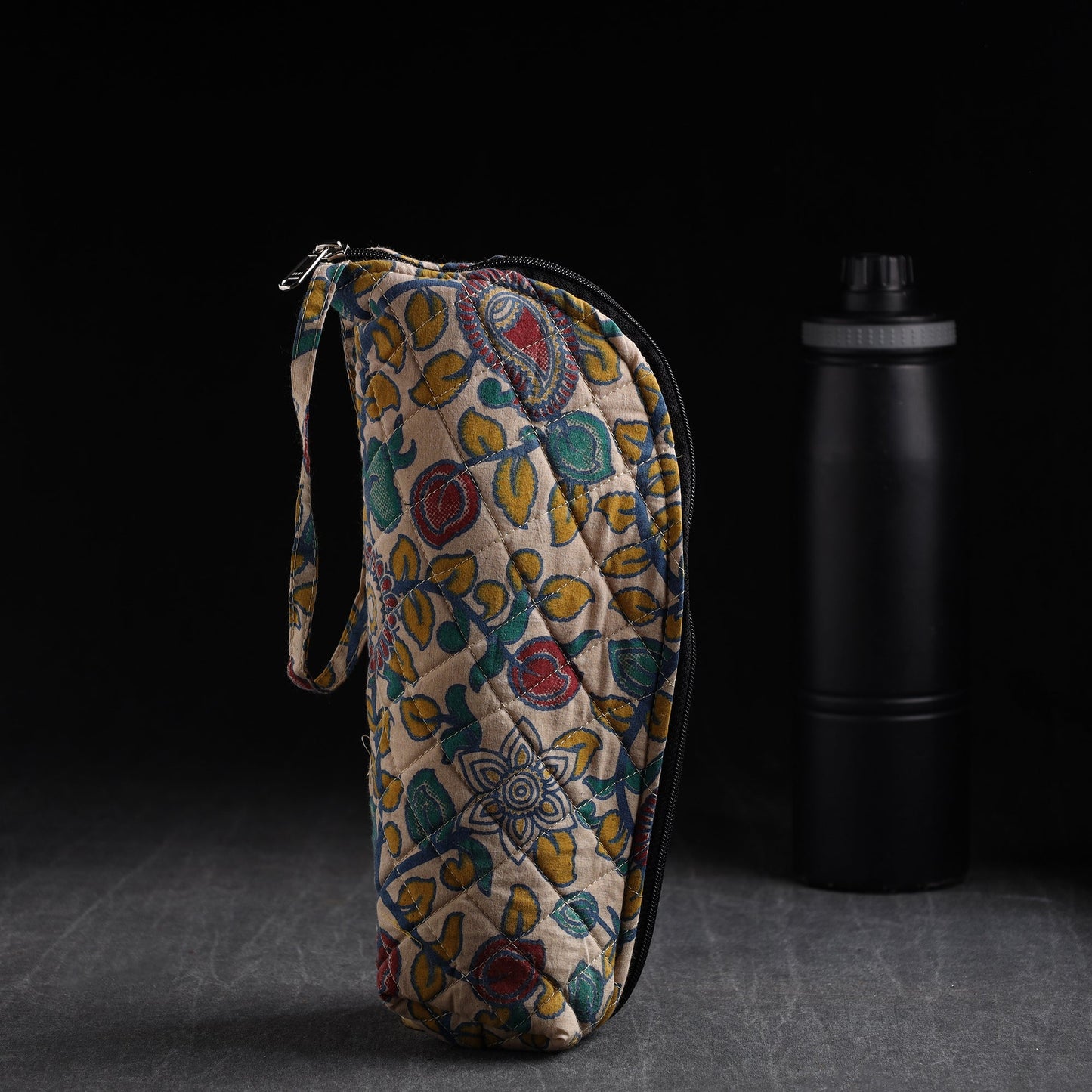 Beige Handmade Cotton 1L Water Bottle Cover