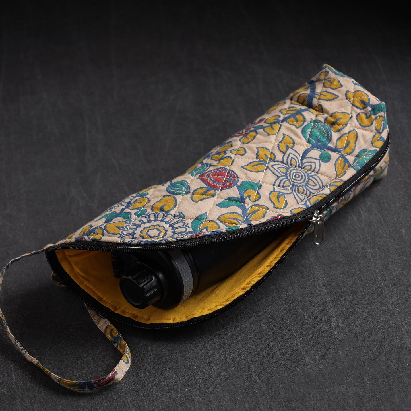 Beige Handmade Cotton 1L Water Bottle Cover