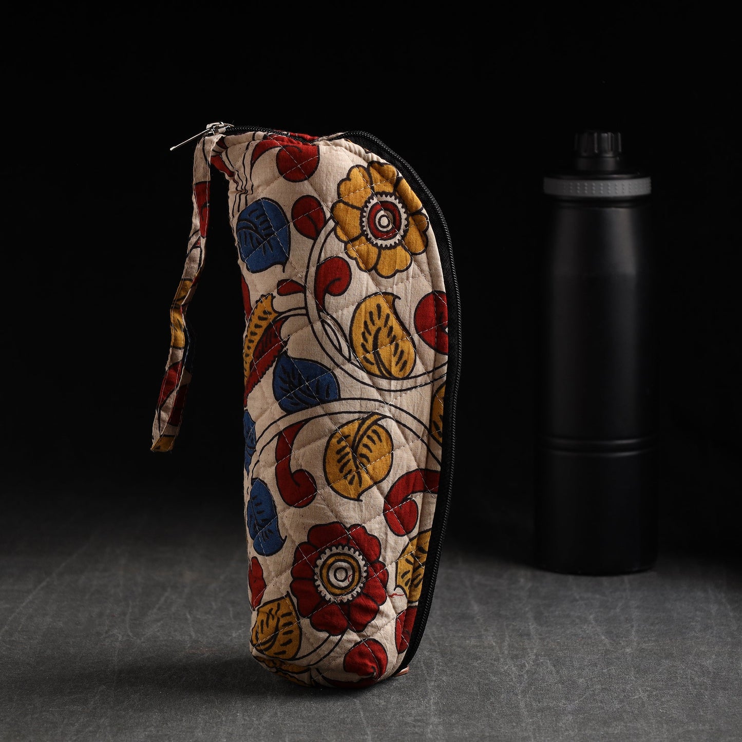 Beige Handmade Cotton 1L Water Bottle Cover