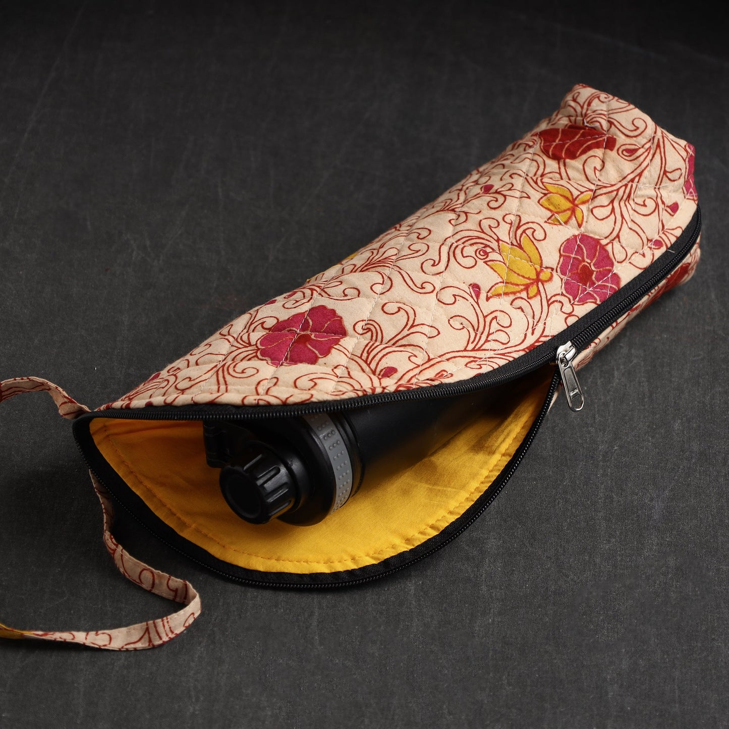 Beige Handmade Cotton 1L Water Bottle Cover