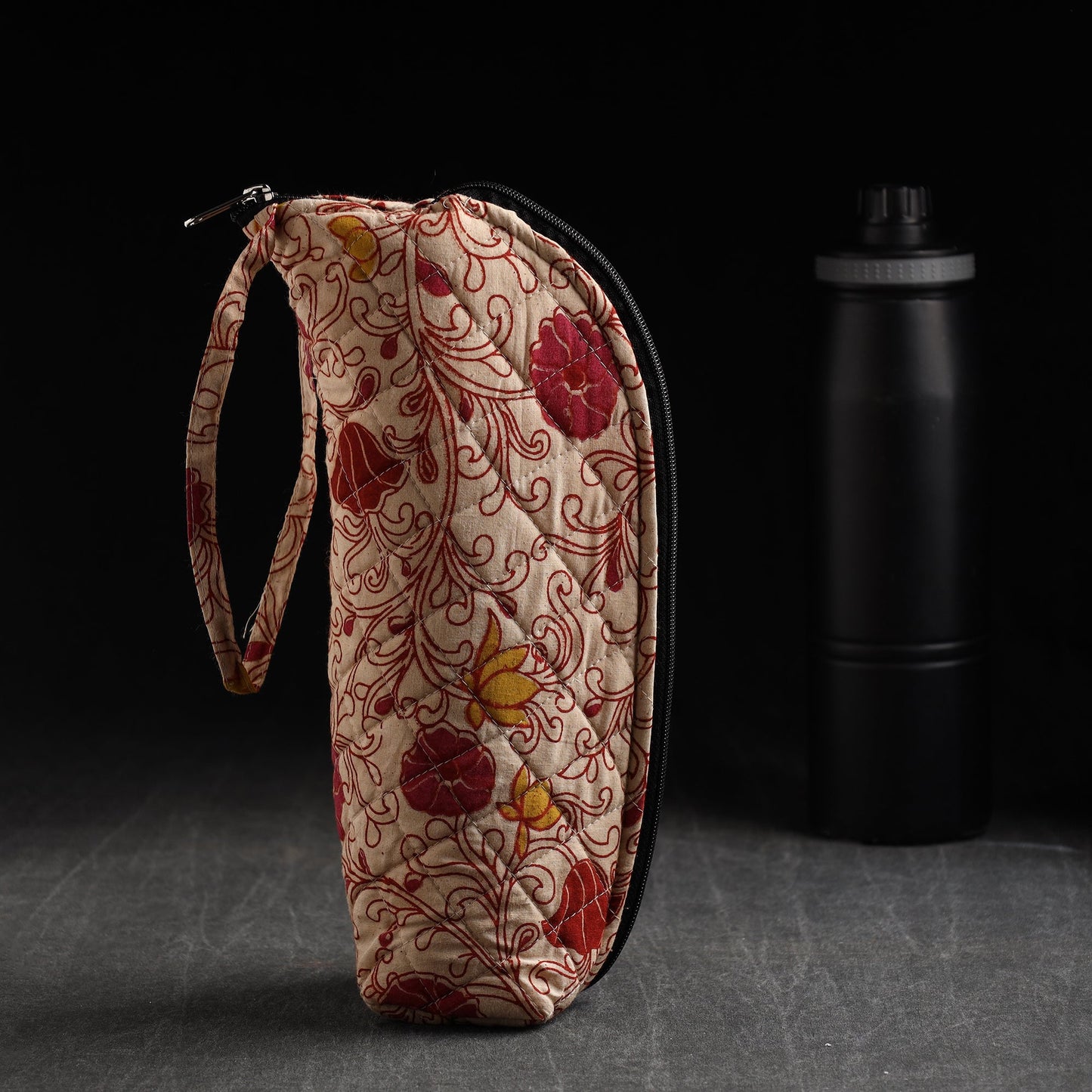 Beige Handmade Cotton 1L Water Bottle Cover