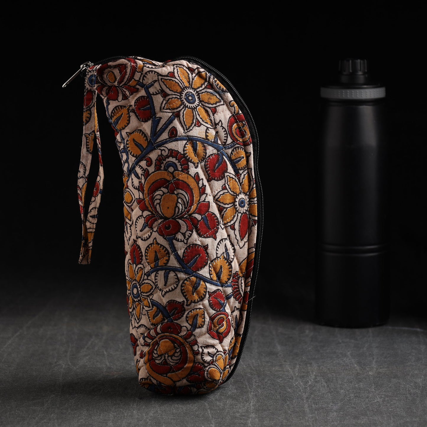 Beige Handmade Cotton 1L Water Bottle Cover