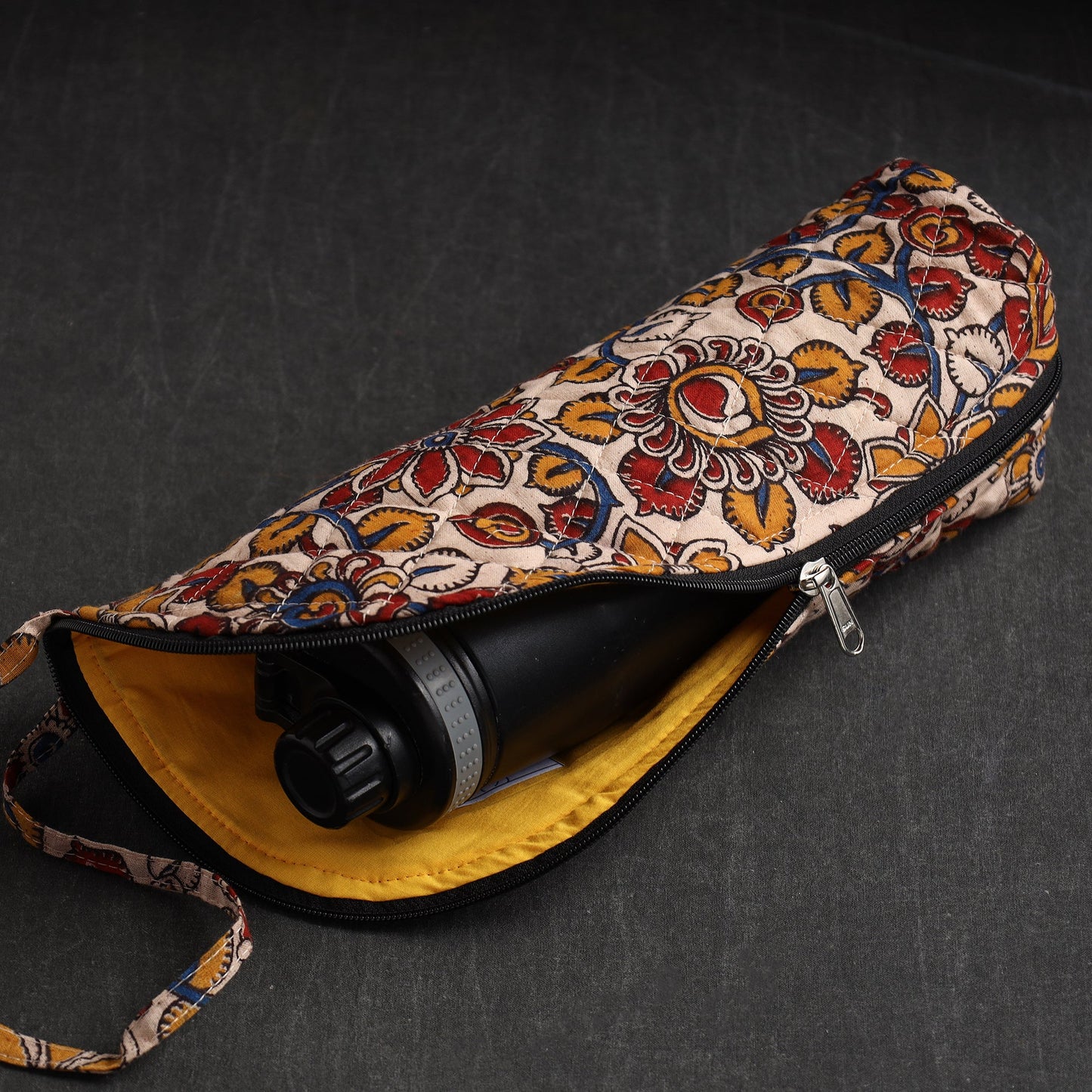 Beige Handmade Cotton 1L Water Bottle Cover