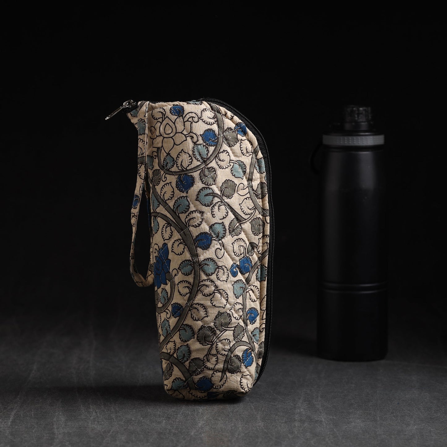 Beige Handmade Cotton 1L Water Bottle Cover