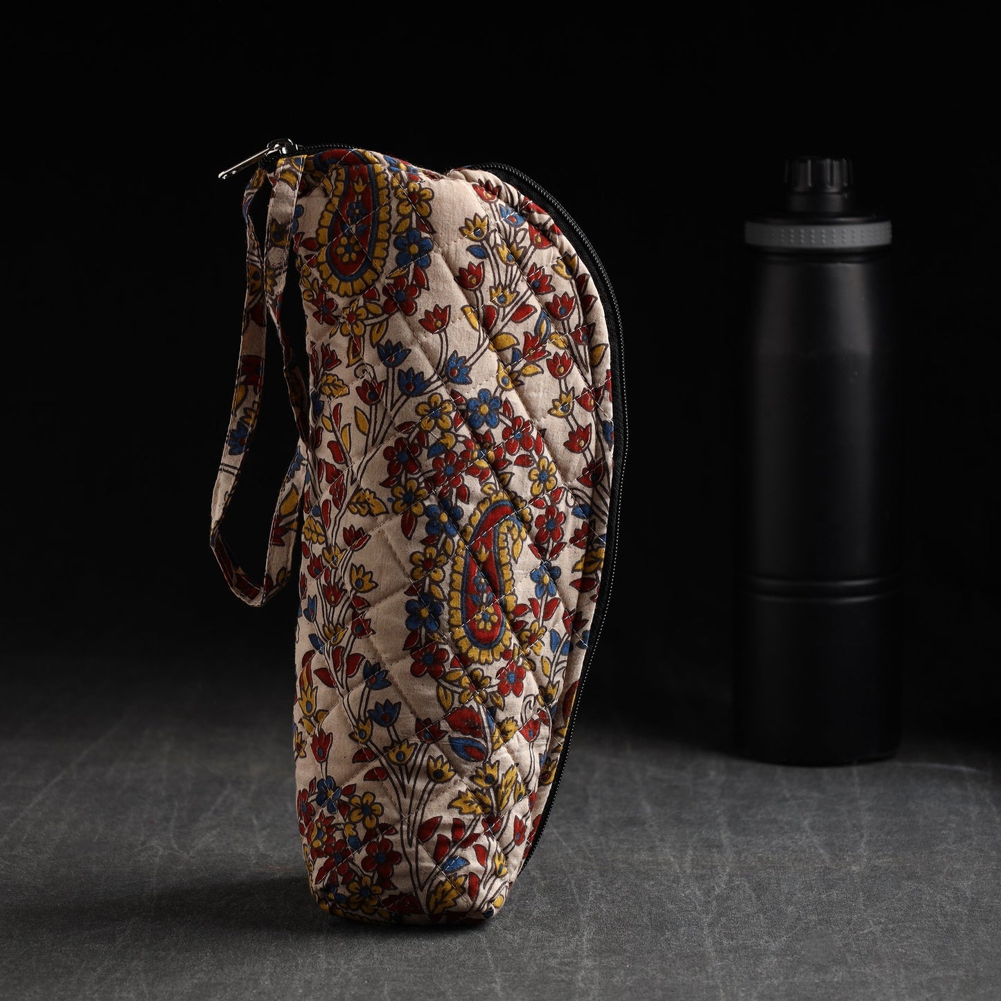 Beige Handmade Cotton 1L Water Bottle Cover