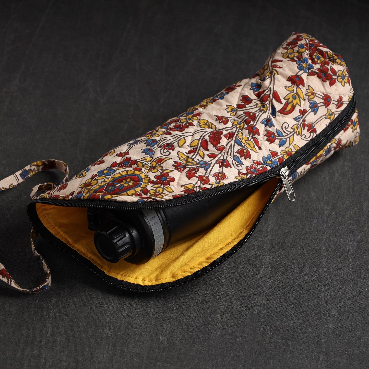 Beige Handmade Cotton 1L Water Bottle Cover