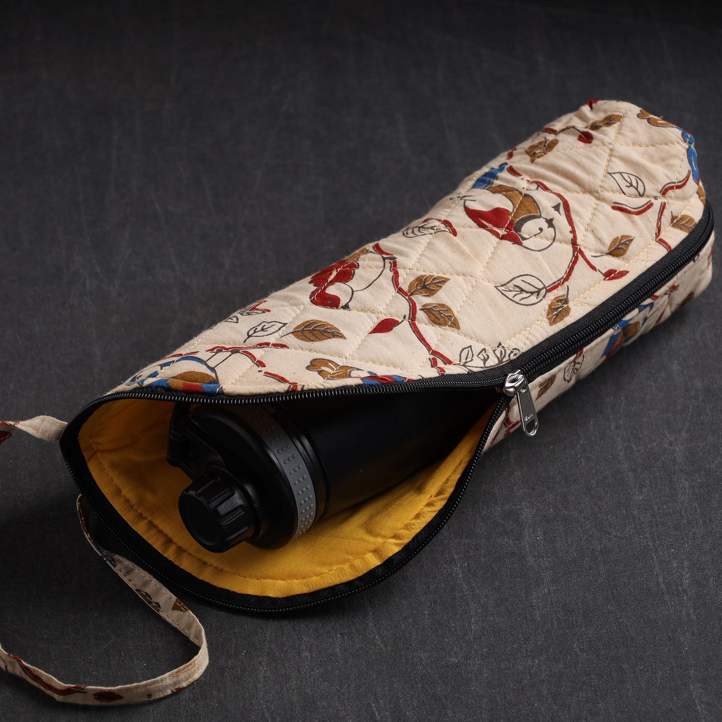 Beige Handmade Cotton 1L Water Bottle Cover