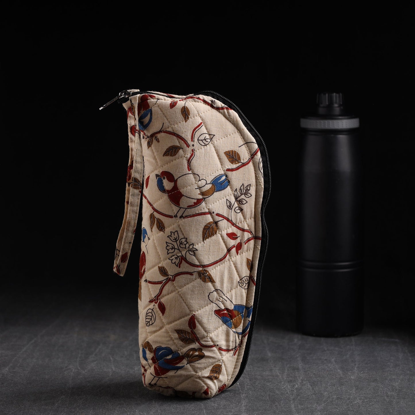 Beige Handmade Cotton 1L Water Bottle Cover