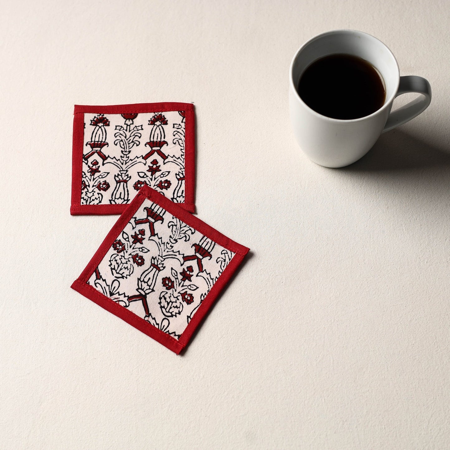Beige Handmade Cotton Coasters (Set of 2)