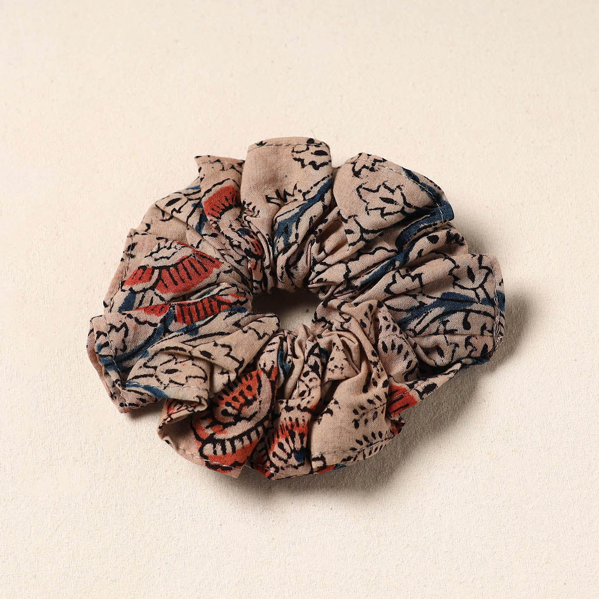 Beige Handmade Cotton Elastic Rubber Band/Scrunchie