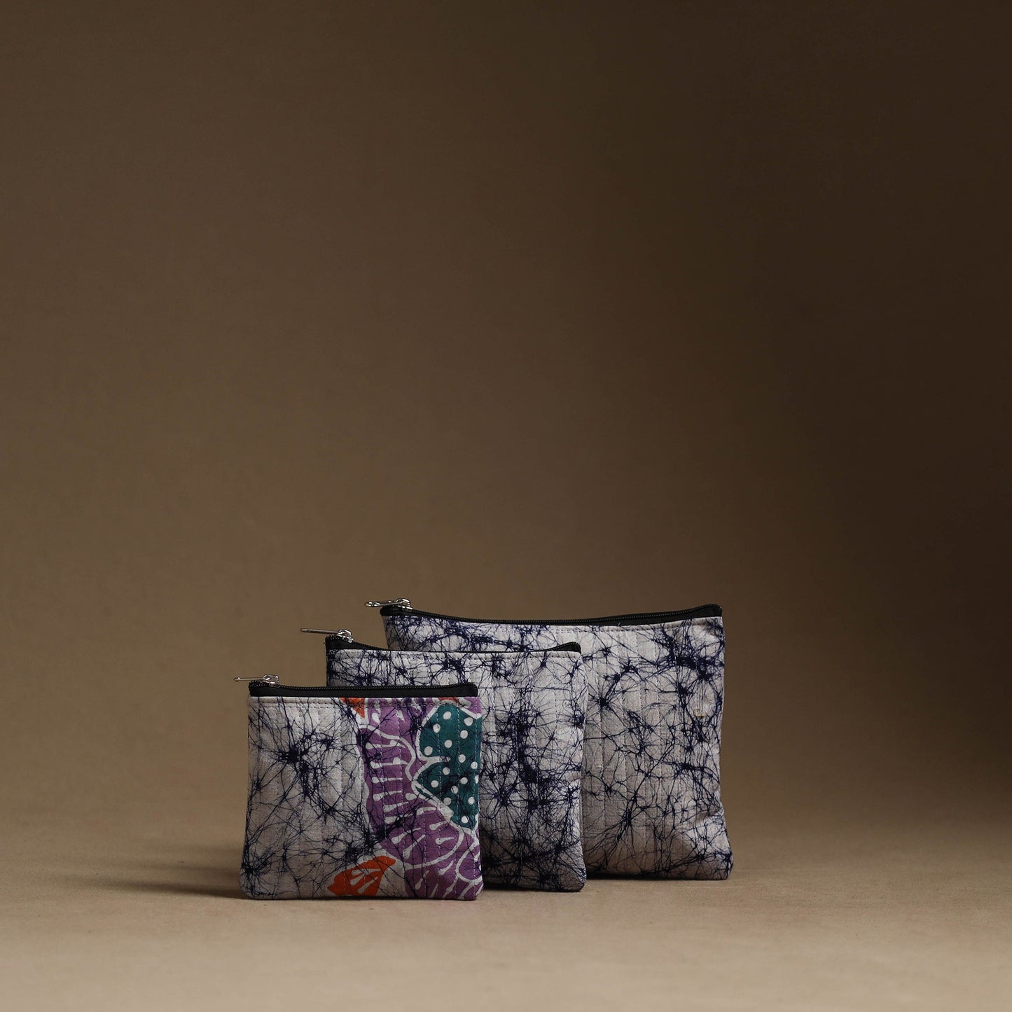 Beige Handmade Cotton Multipurpose Utility Pouches (set of 3)