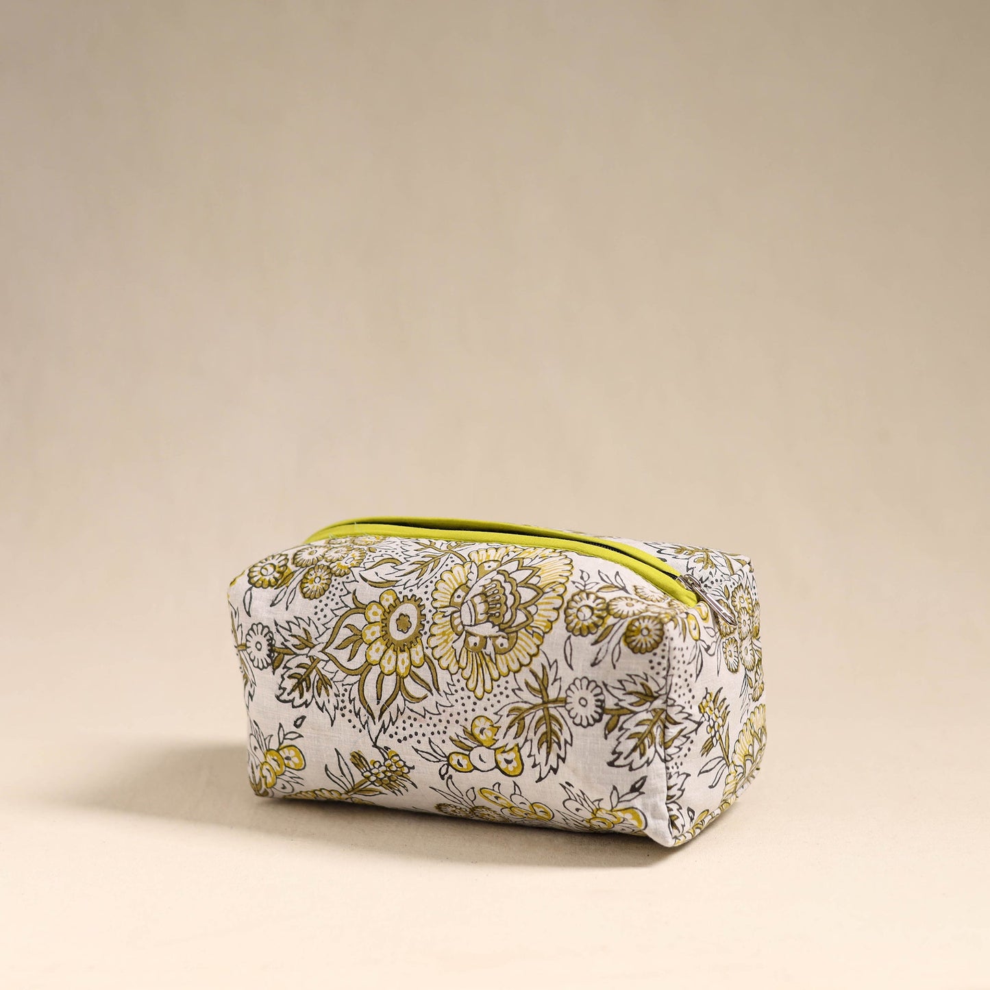 Beige Handmade Cotton Toiletry Bag